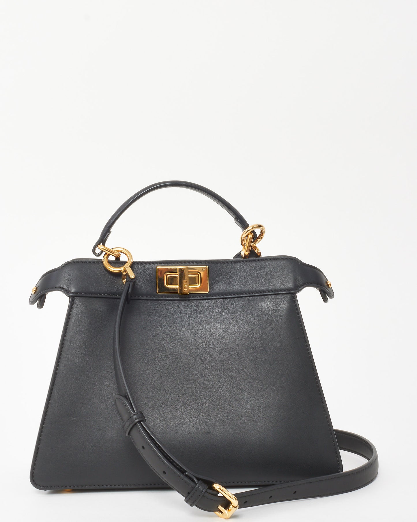 Fendi Black Leather Small Peekaboo ISeeU Bag with Strap