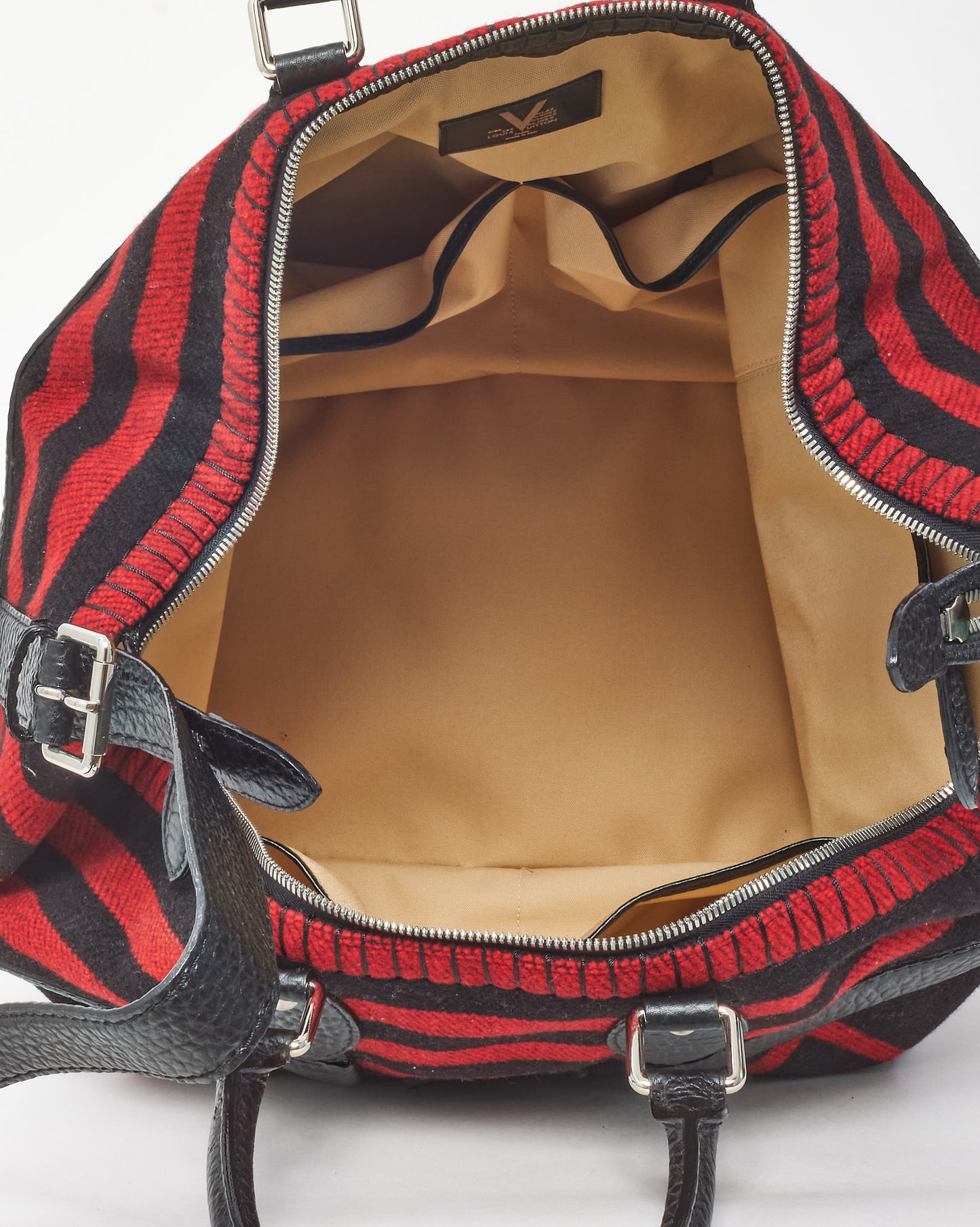 Louis Vuitton Limited Edition Red and Black Wool Grimaud Vail Blanket Weekender Bag