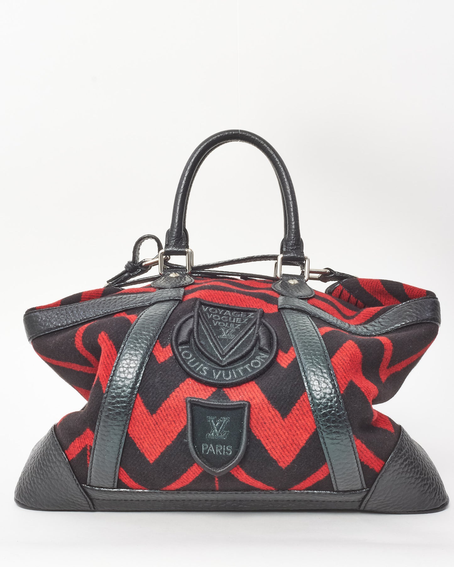 Louis Vuitton Limited Edition Red and Black Wool Grimaud Vail Blanket Weekender Bag