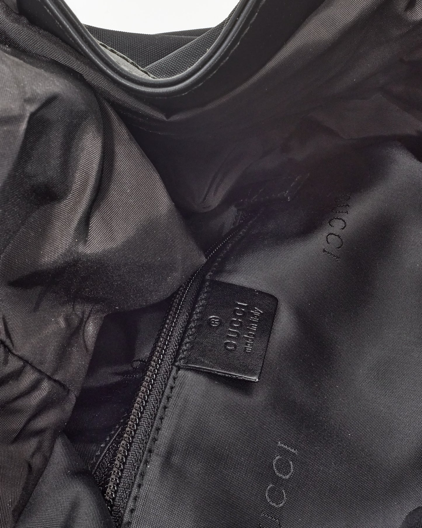 Gucci Vintage Black Canvas Sling Drawstring Backpack