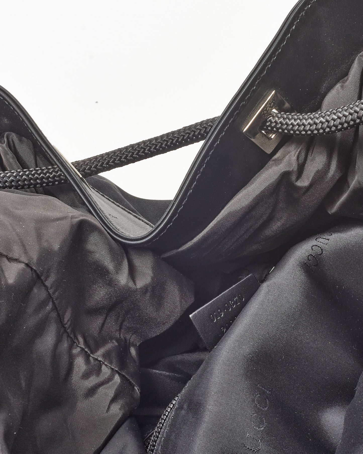 Gucci Vintage Black Canvas Sling Drawstring Backpack