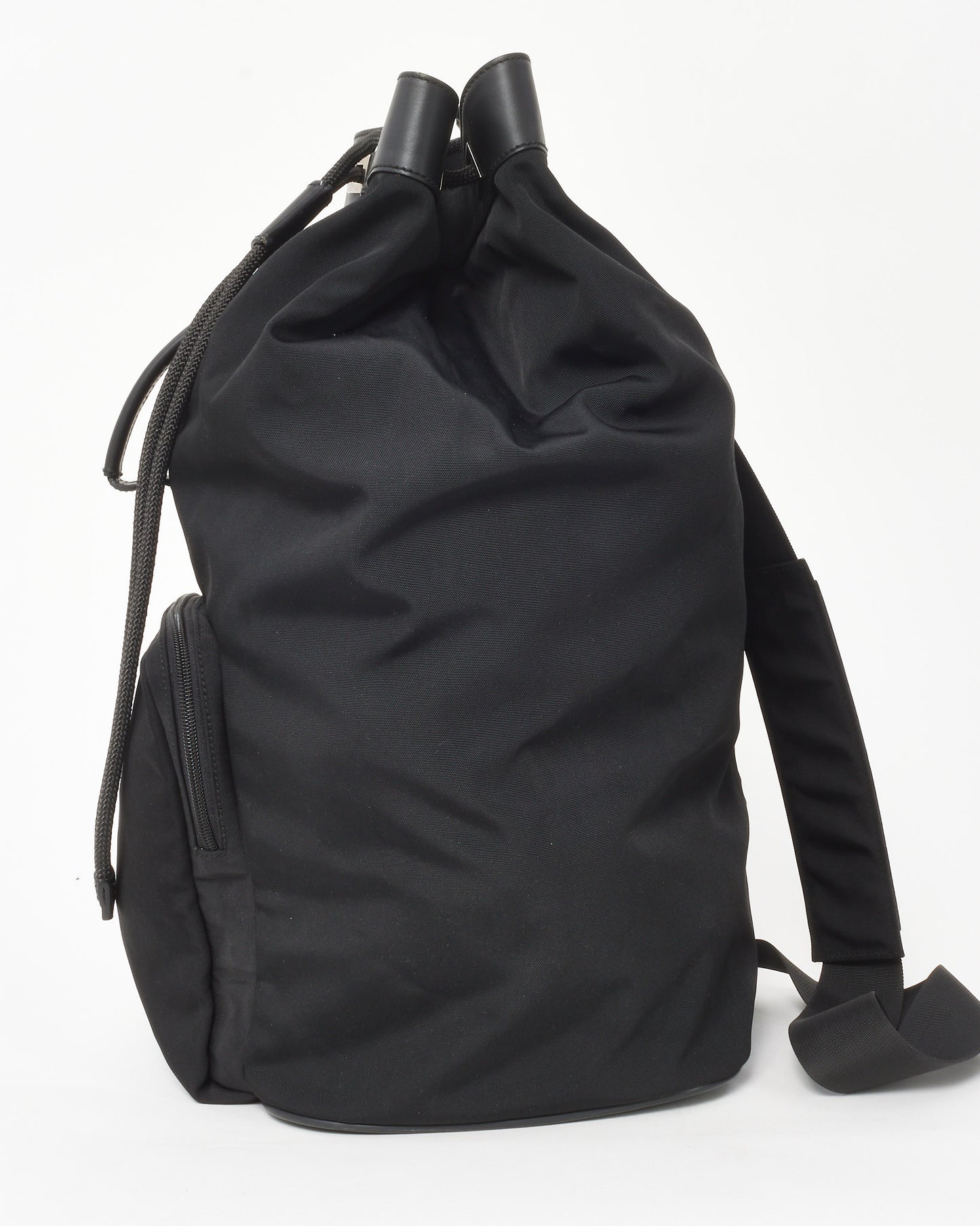 Gucci Vintage Black Canvas Sling Drawstring Backpack