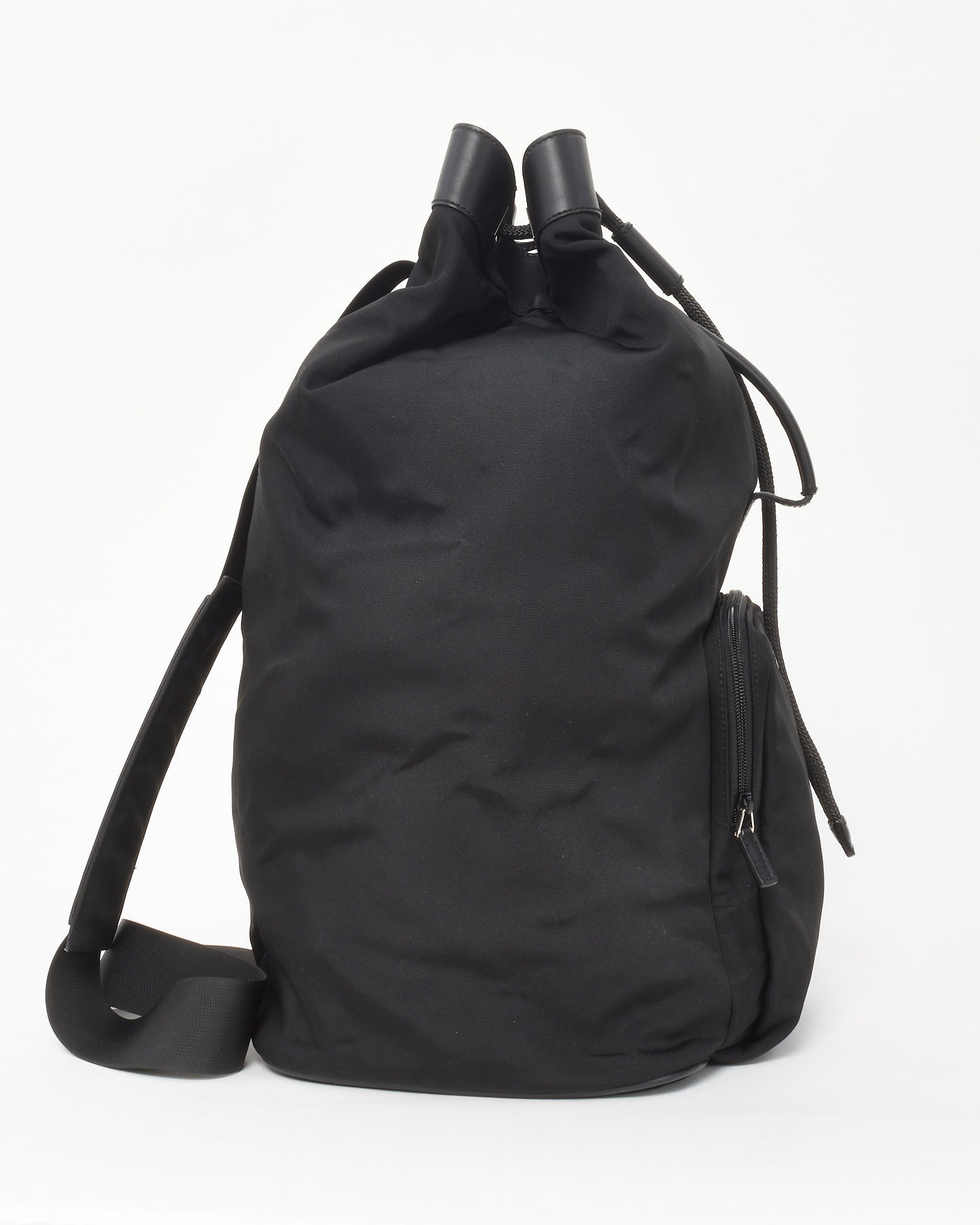 Gucci Vintage Black Canvas Sling Drawstring Backpack