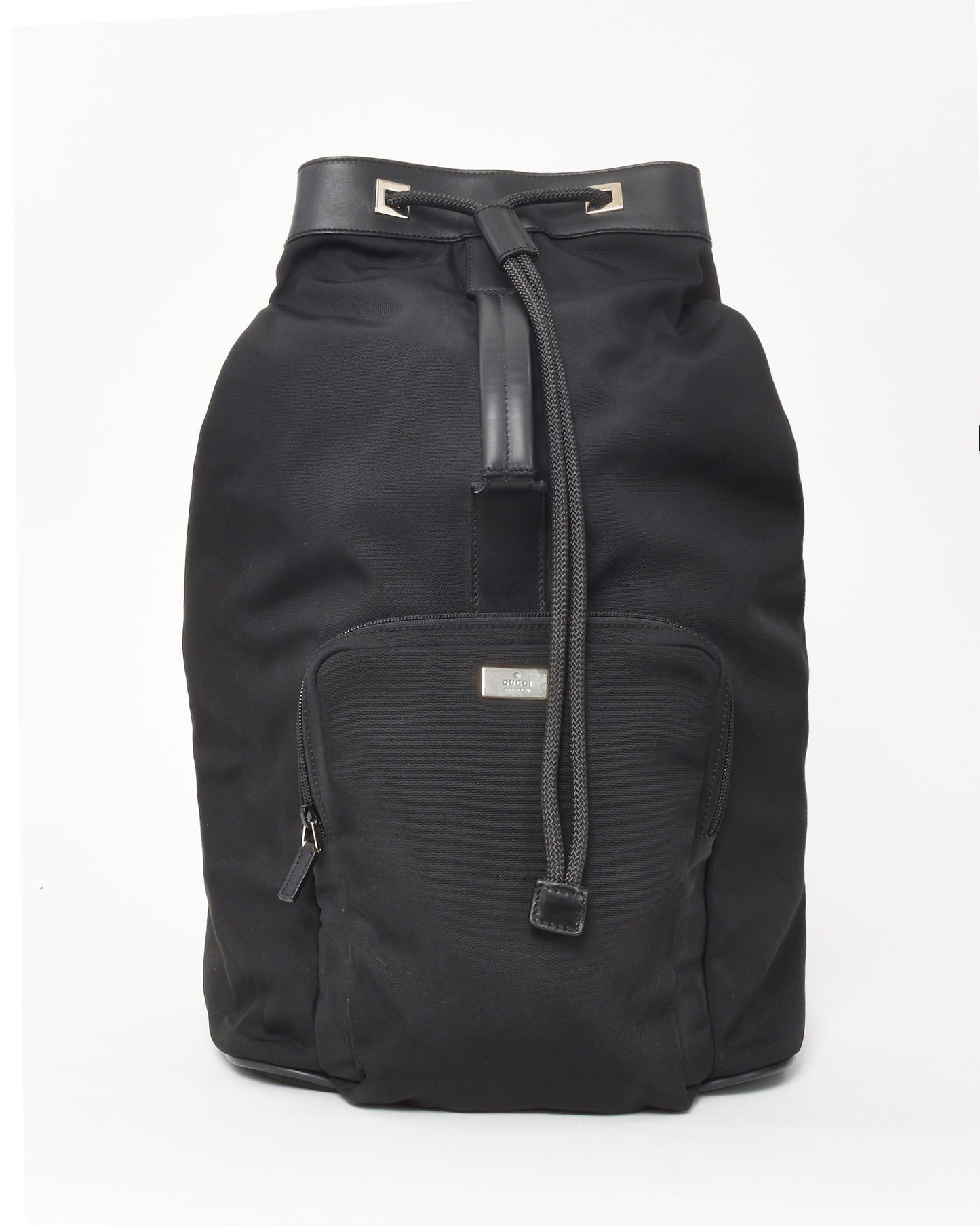 Gucci Vintage Black Canvas Sling Drawstring Backpack