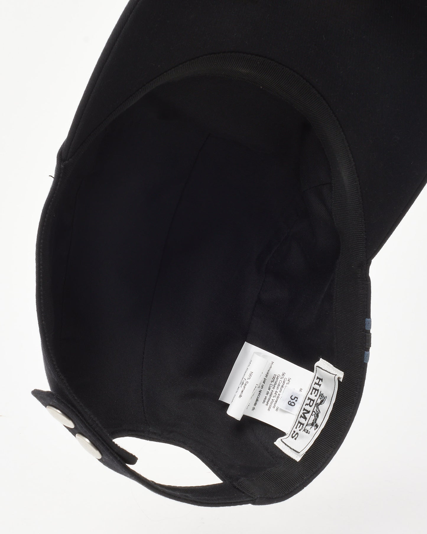 Hermès Men's Black Cotton Nevada H Stripe Baseball Cap - 59