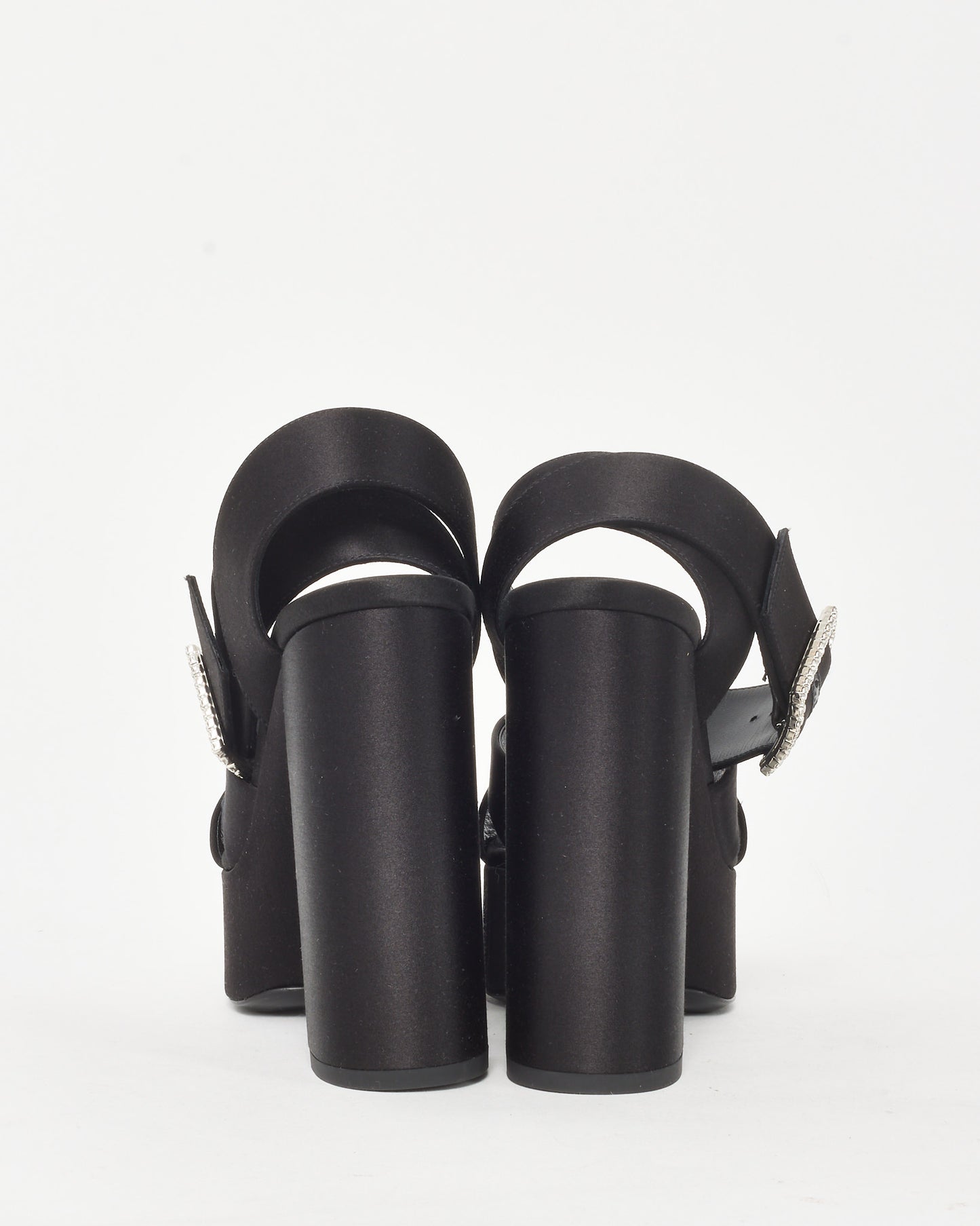 Saint Laurent Black Satin Crepe Bianca Platform Sandals - 35