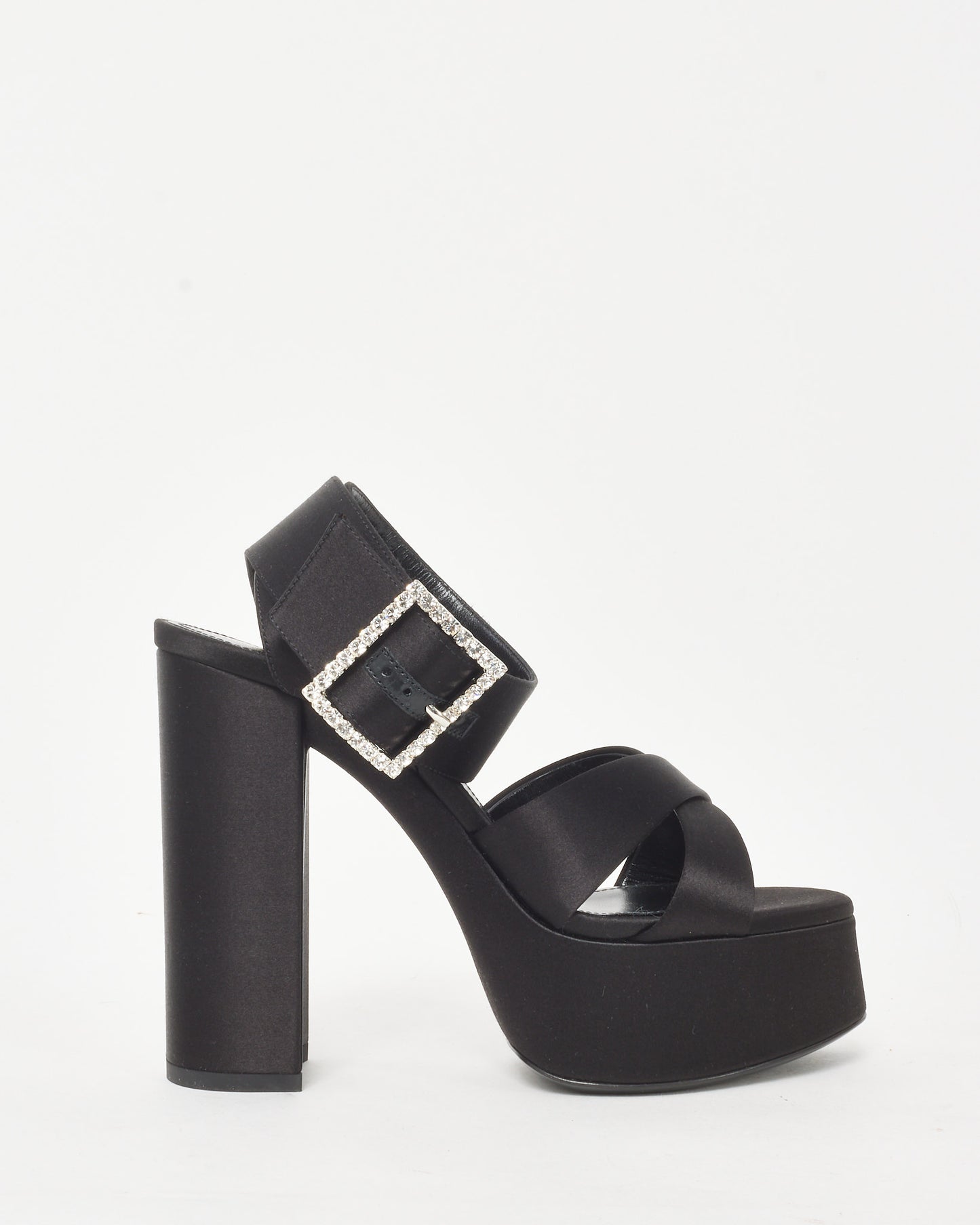 Saint Laurent Black Satin Crepe Bianca Platform Sandals - 35