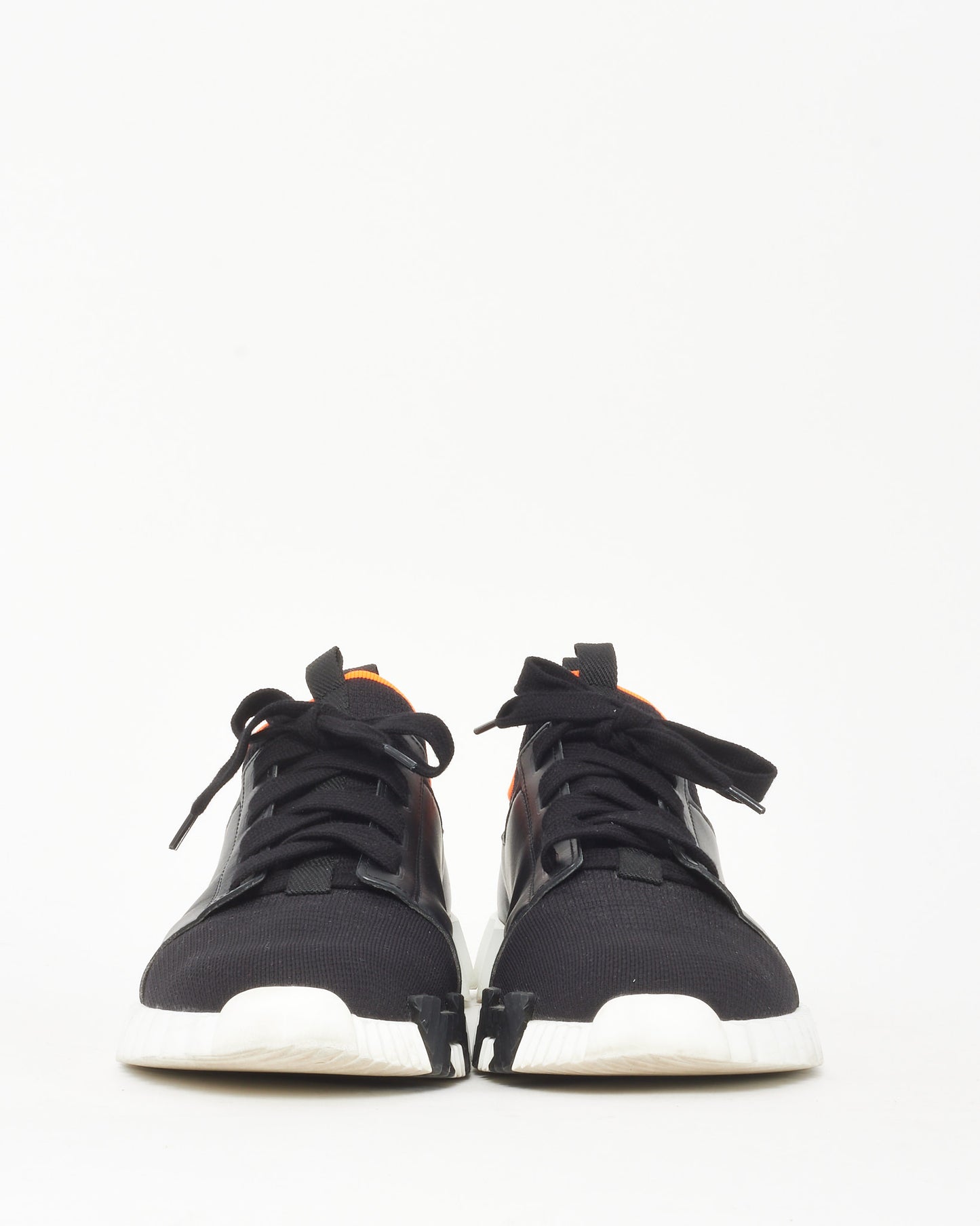 Hermès Men's Black Leather and Suede Orange Trim Bouncing Sneakers - 43 MEN