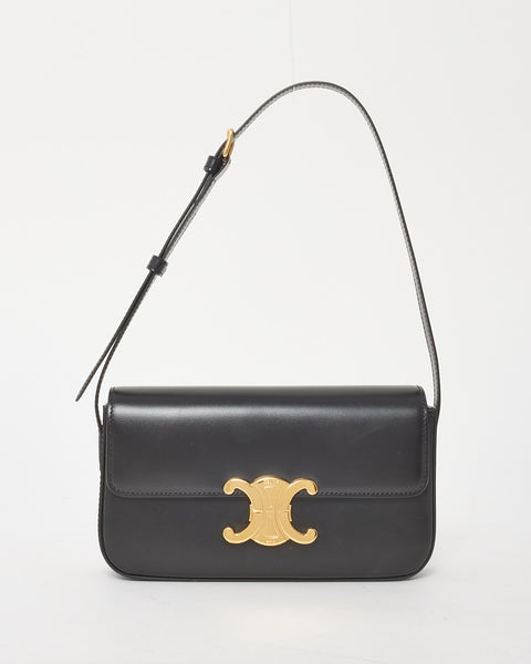 Buy Celine Black Shiny Calfskin Leather Triomphe Claude