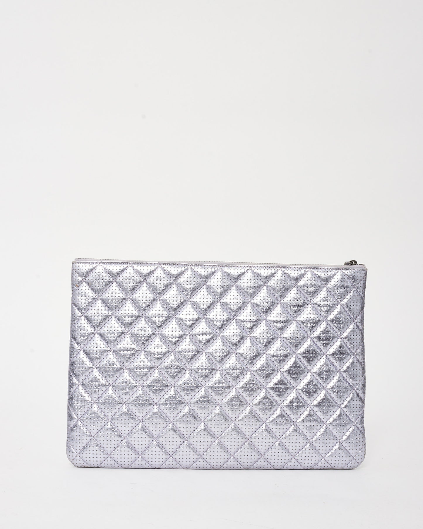 Chanel Metallic Lilac Quilted Perforated Leather Medium O Case Pouch