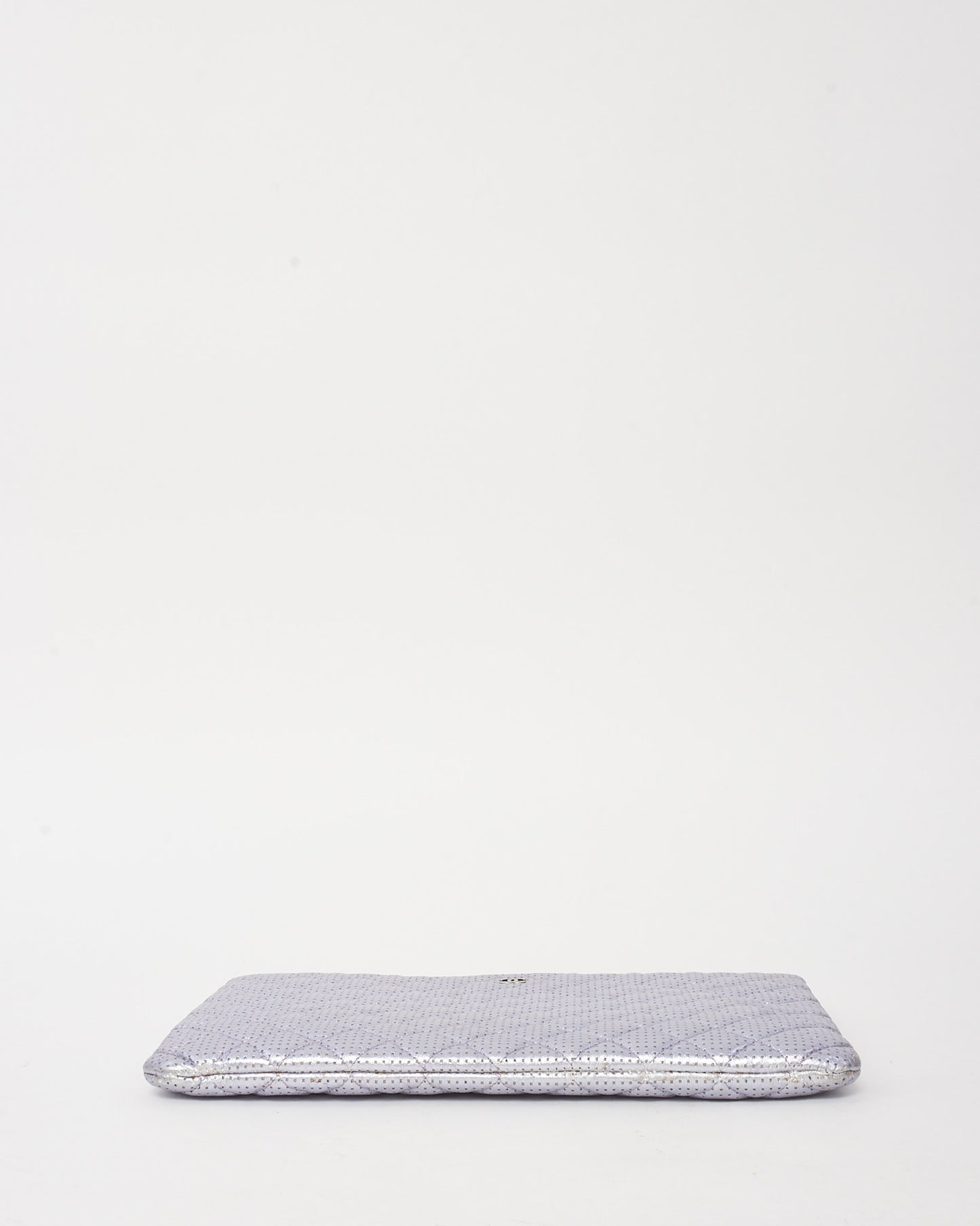 Chanel Metallic Lilac Quilted Perforated Leather Medium O Case Pouch