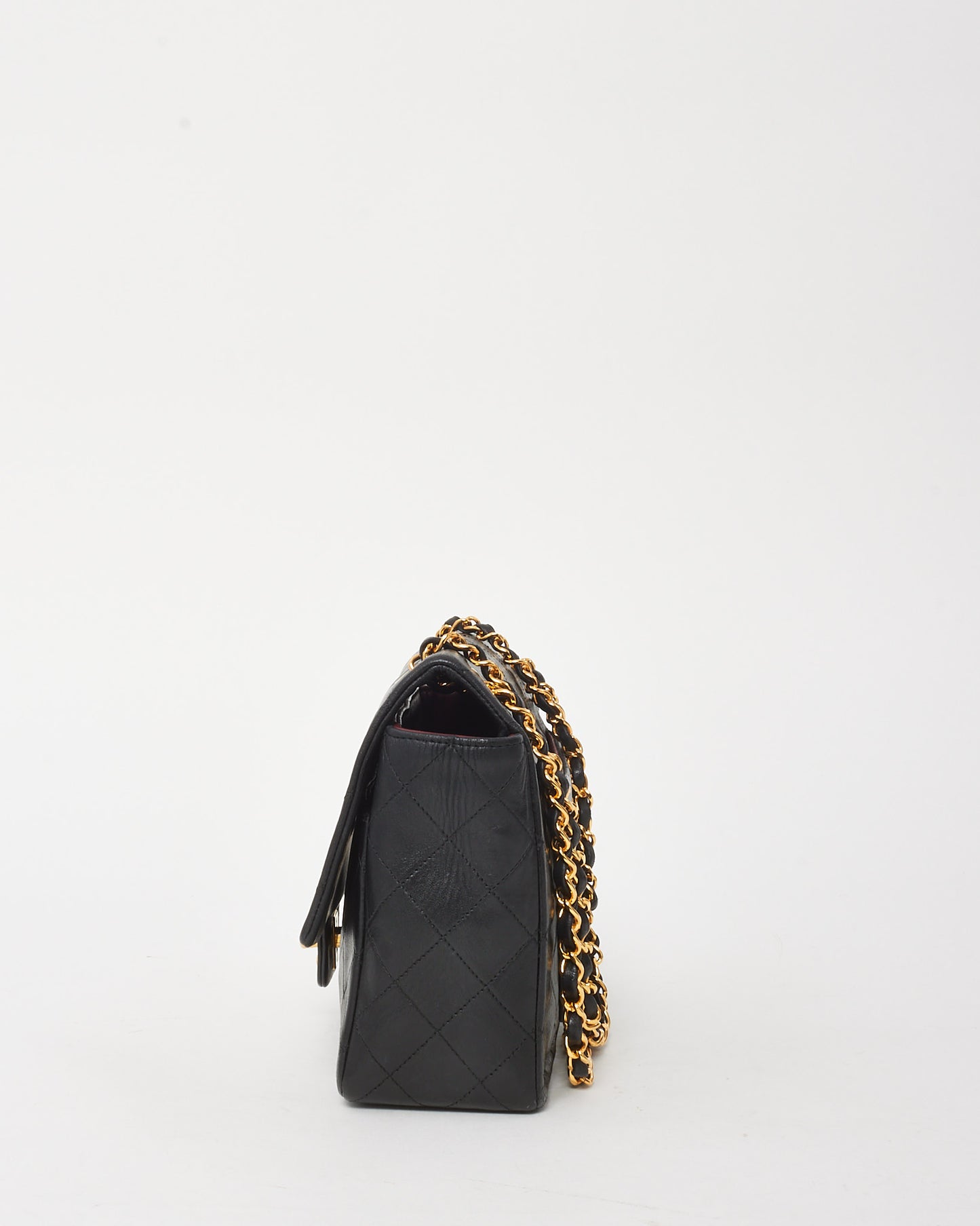 Chanel Vintage Black Lambskin Medium Single Flap Bag 24K GHW