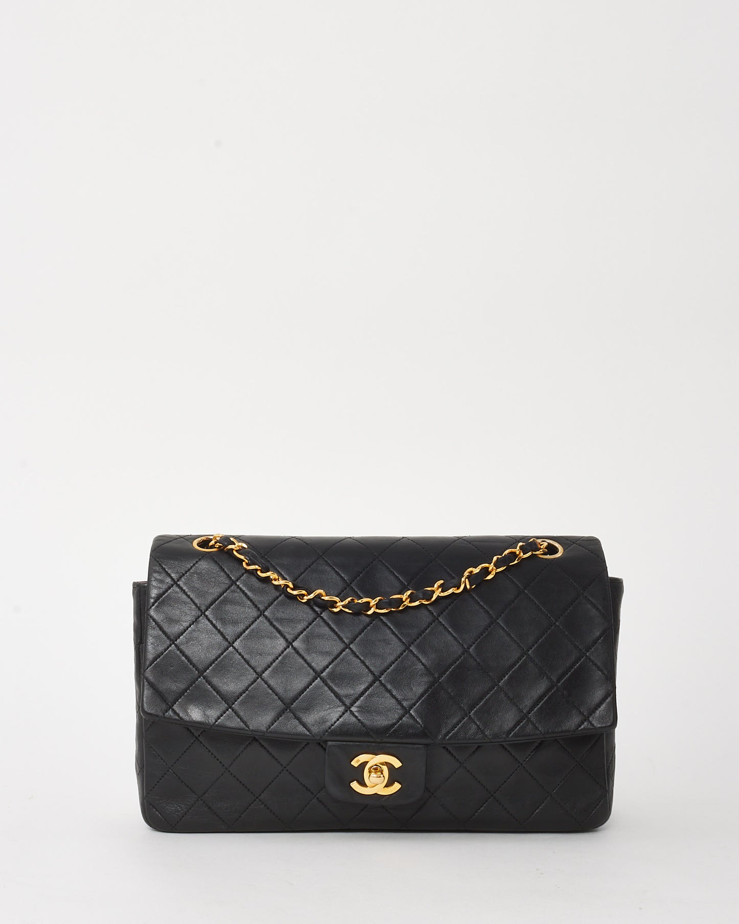 Chanel Vintage Black Lambskin Medium Single Flap Bag 24K GHW