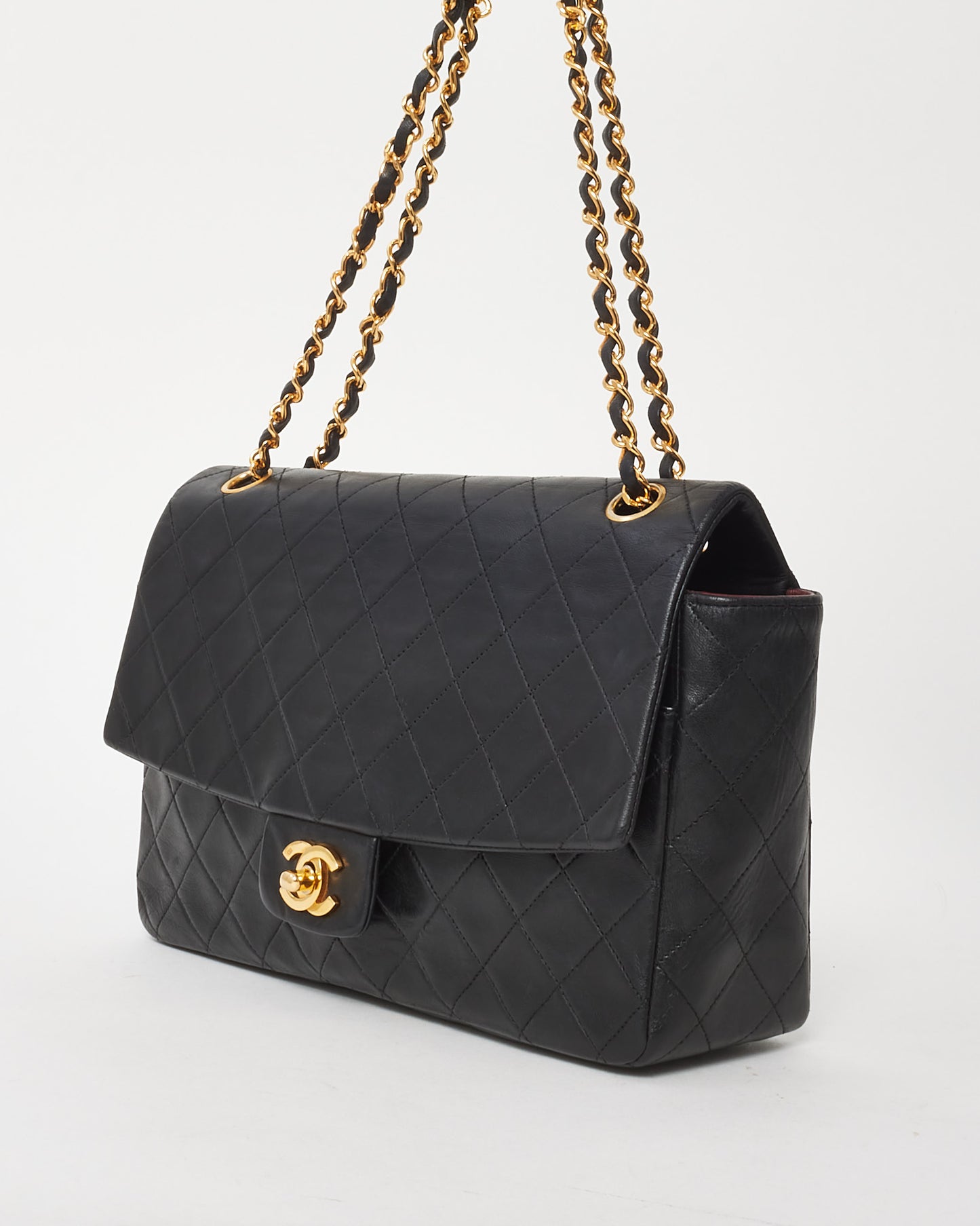 Chanel Vintage Black Lambskin Medium Single Flap Bag 24K GHW