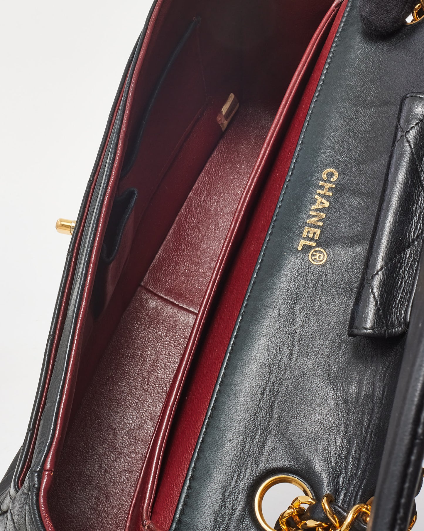 Chanel Vintage Black Lambskin Medium Single Flap Bag 24K GHW