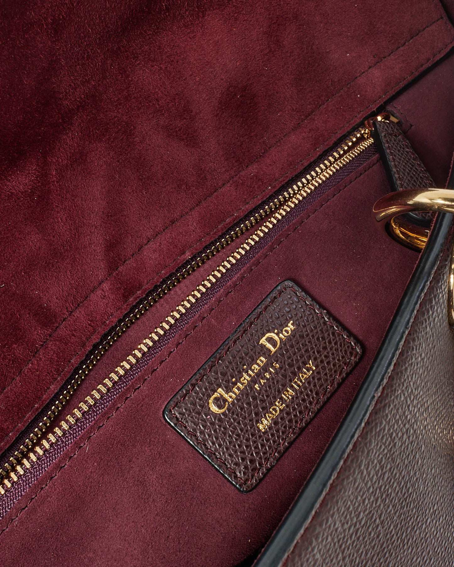 Dior Burgundy Grained Calfskin Leather Large Lady Dior Bag GHW with NO STRAP