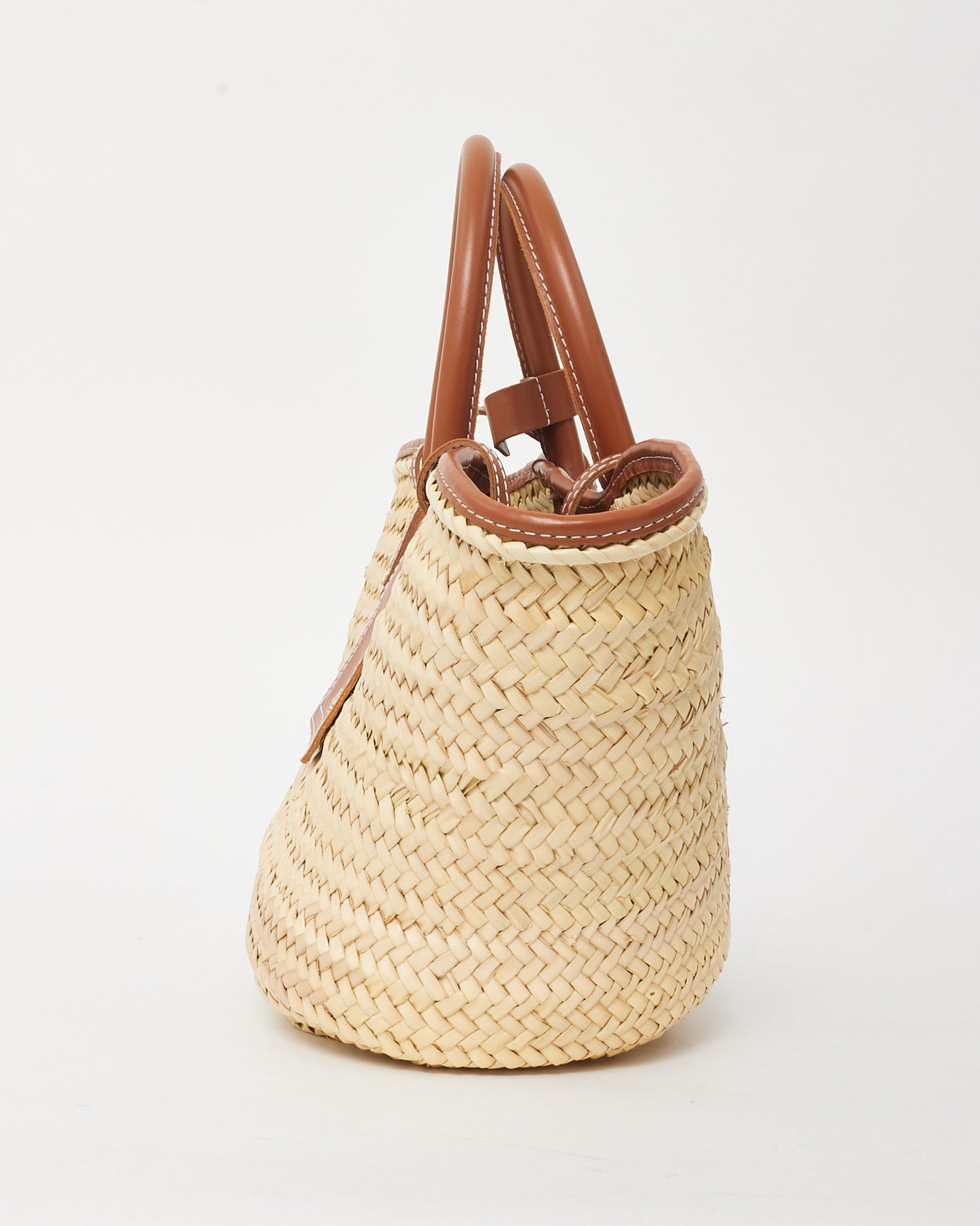 Jacquemus Light Brown Leather and Straw The Soli Basket Bag