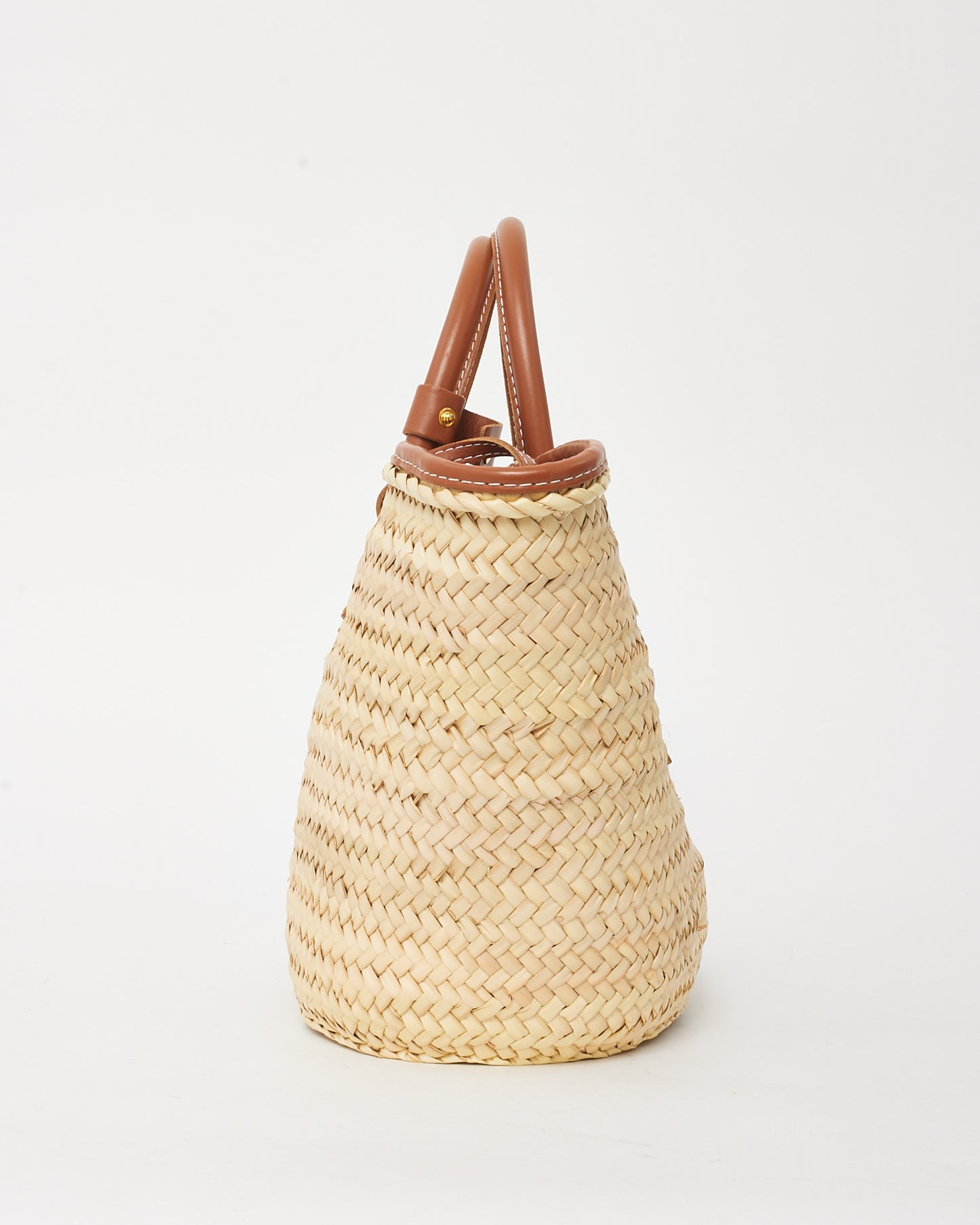 Jacquemus Light Brown Leather and Straw The Soli Basket Bag