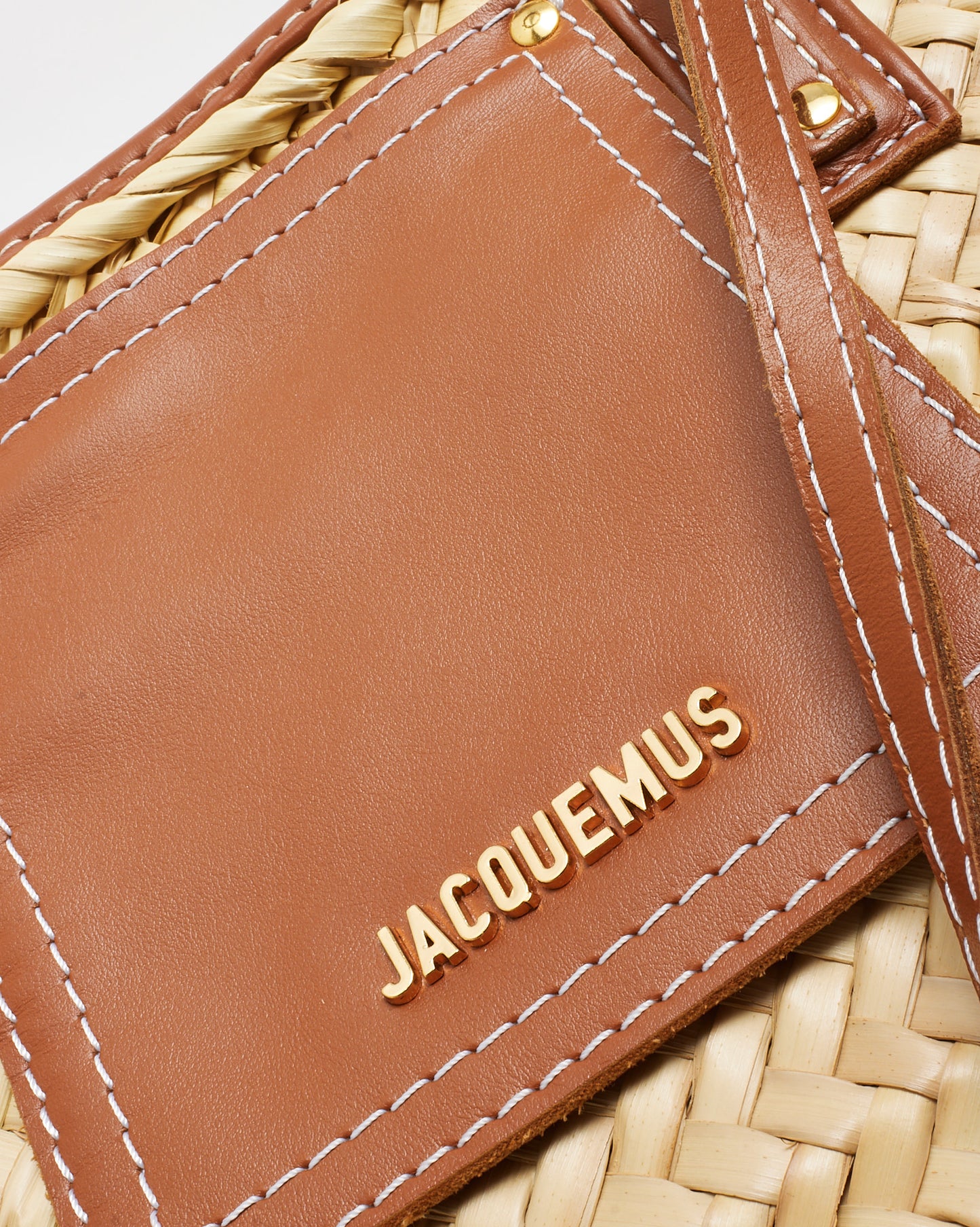 Jacquemus Light Brown Leather and Straw The Soli Basket Bag