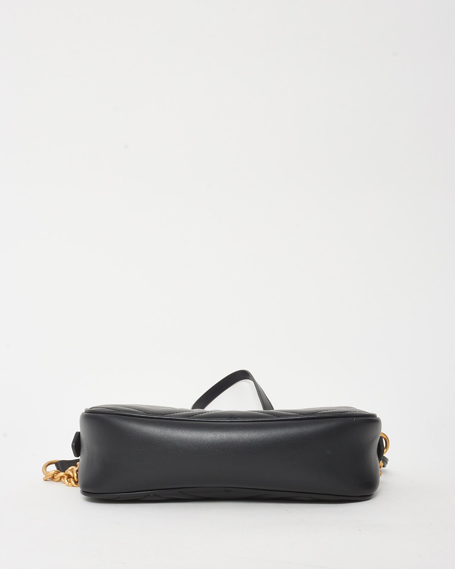 Gucci Black Matelassé Chevron Leather GG Marmont Small Camera Bag