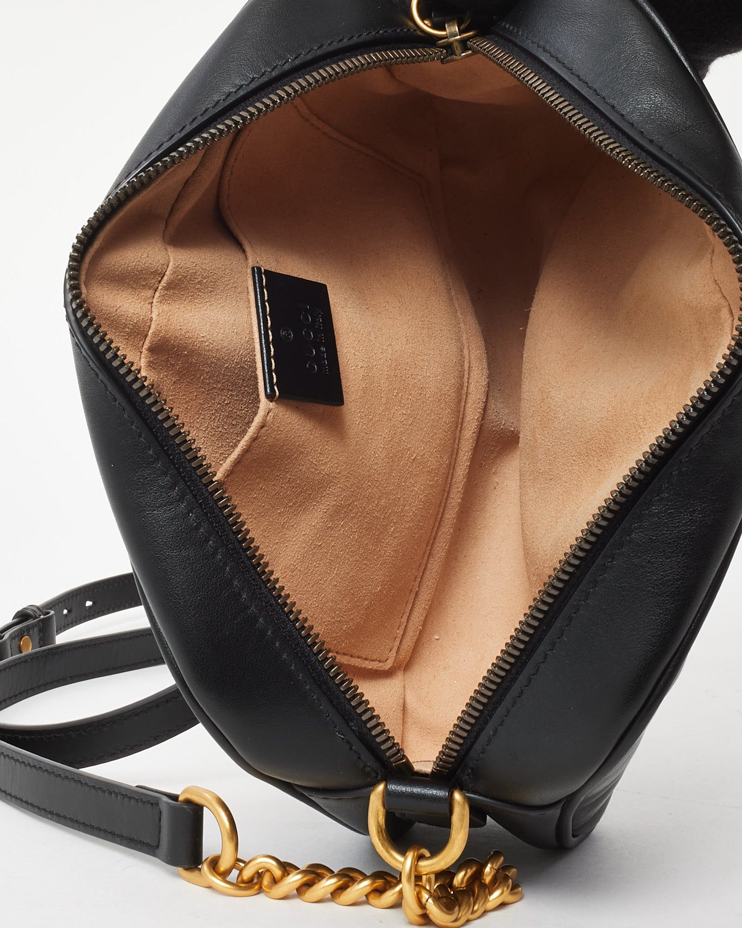 Gucci Black Matelassé Chevron Leather GG Marmont Small Camera Bag