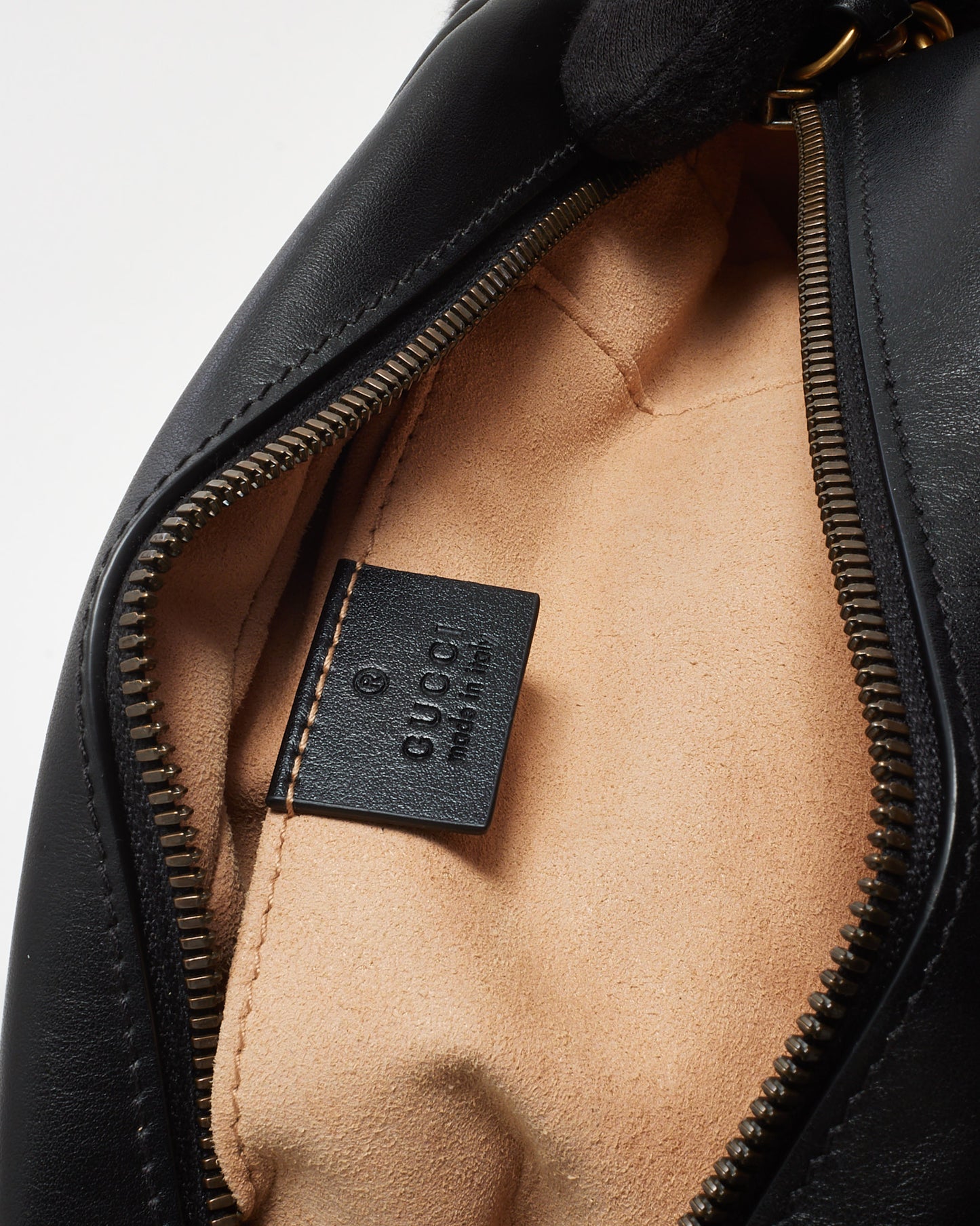 Gucci Black Matelassé Chevron Leather GG Marmont Small Camera Bag