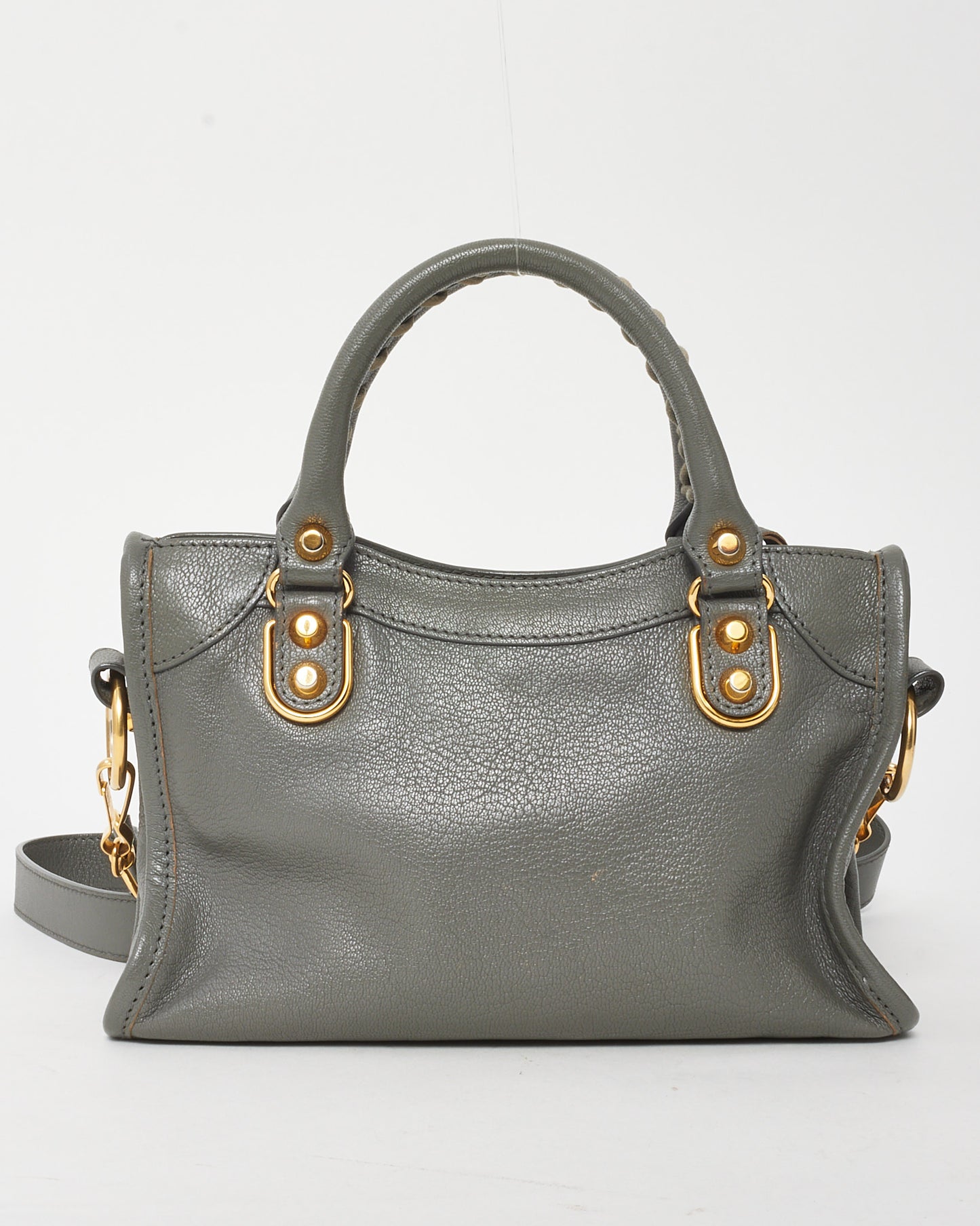 Balenciaga Grey Leather Metallic Edge Classic Mini City Bag