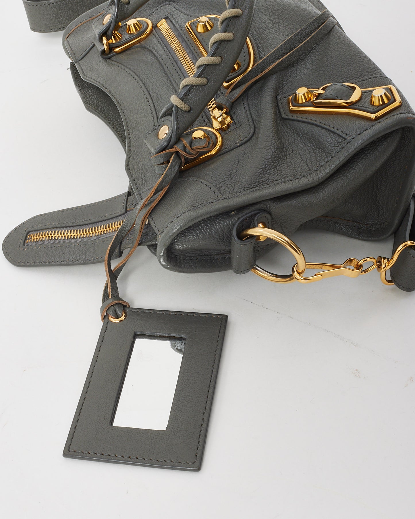 Balenciaga Grey Leather Metallic Edge Classic Mini City Bag