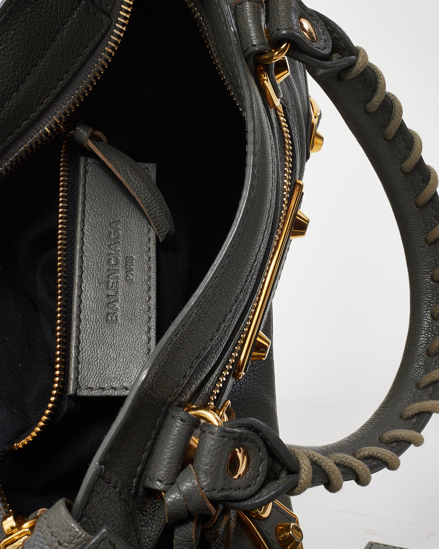 Balenciaga Grey Leather Metallic Edge Classic Mini City Bag