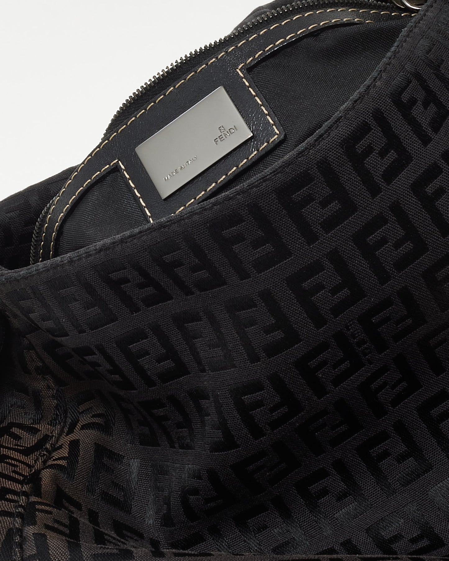 Fendi Dark Brown Zucchino Print Canvas Mamma Forever Baguette Shoulder Bag