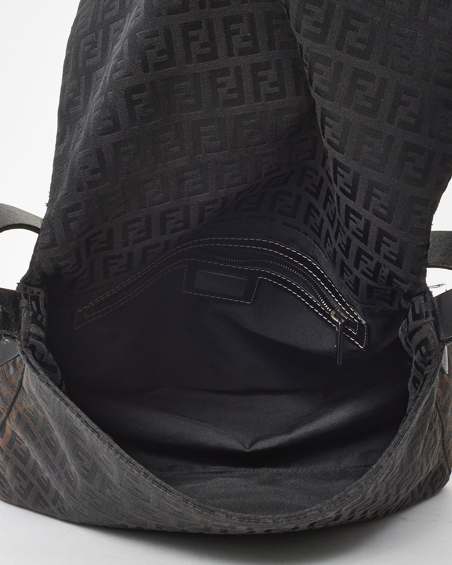 Fendi Dark Brown Zucchino Print Canvas Mamma Forever Baguette Shoulder Bag