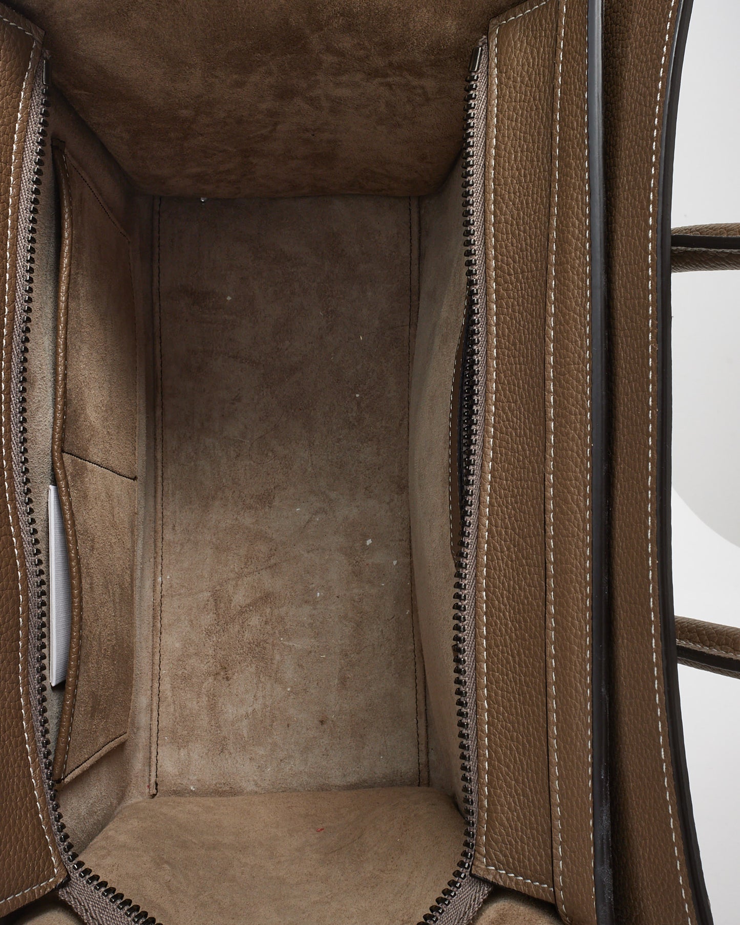 Celine Taupe Grained Leather Mini Luggage Tote Bag