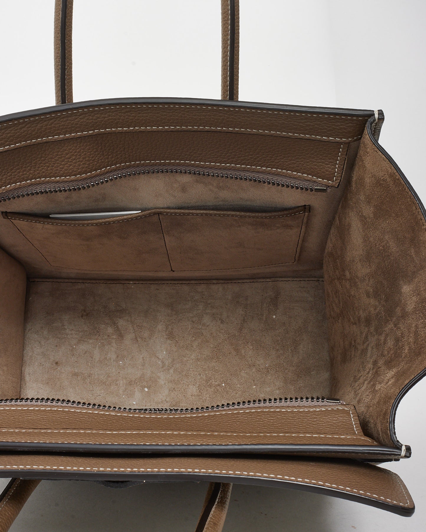 Celine Taupe Grained Leather Mini Luggage Tote Bag