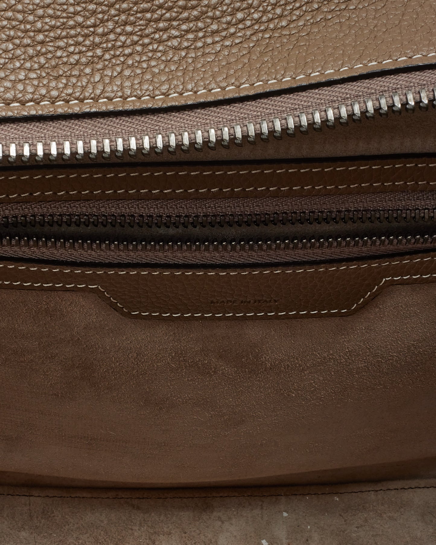 Celine Taupe Grained Leather Mini Luggage Tote Bag