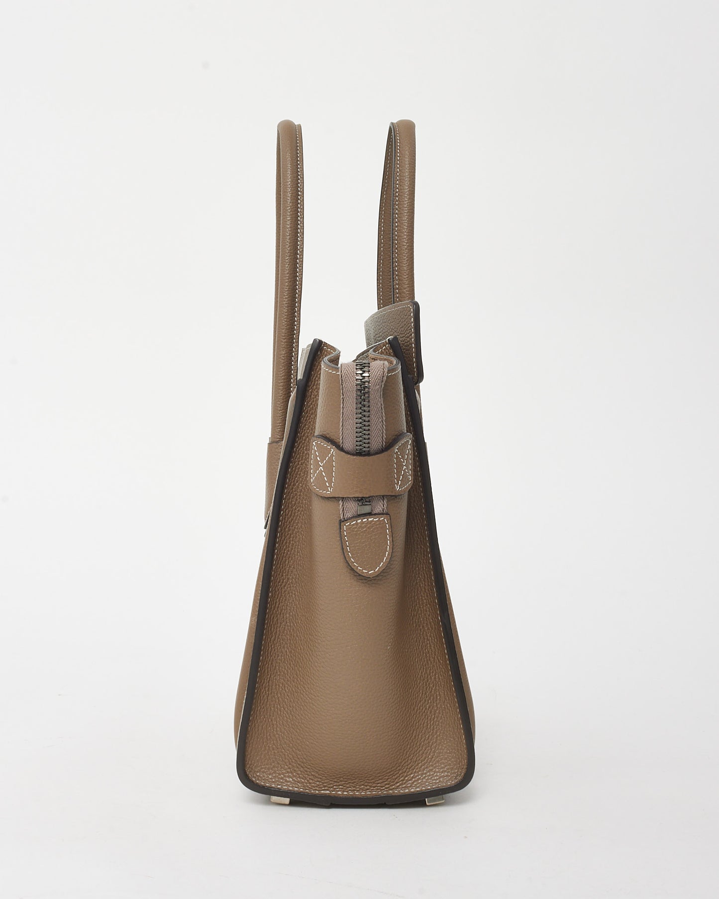 Celine Taupe Grained Leather Mini Luggage Tote Bag