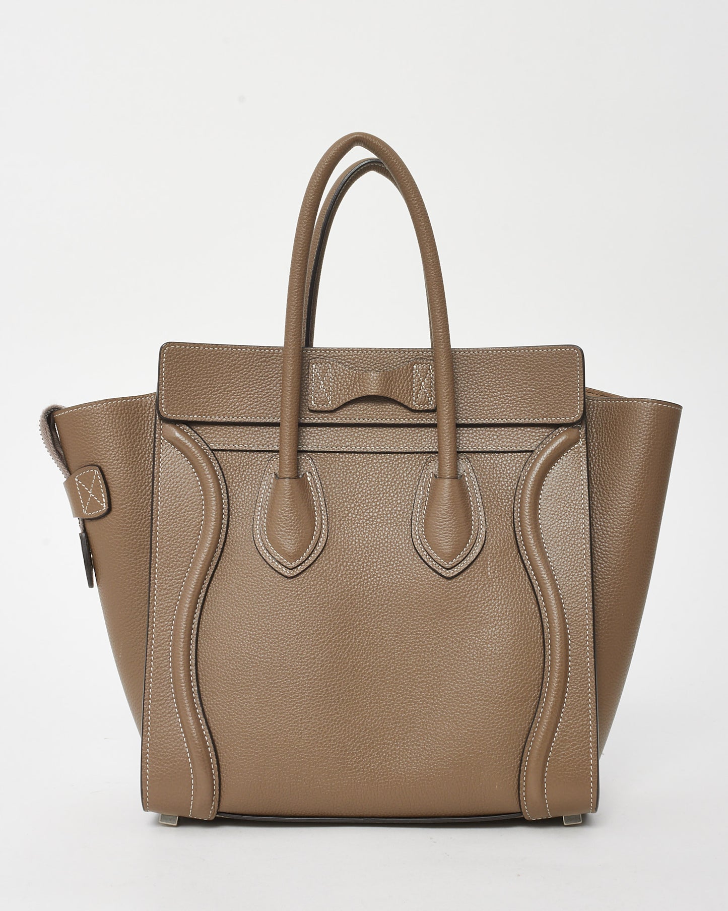 Celine Taupe Grained Leather Mini Luggage Tote Bag