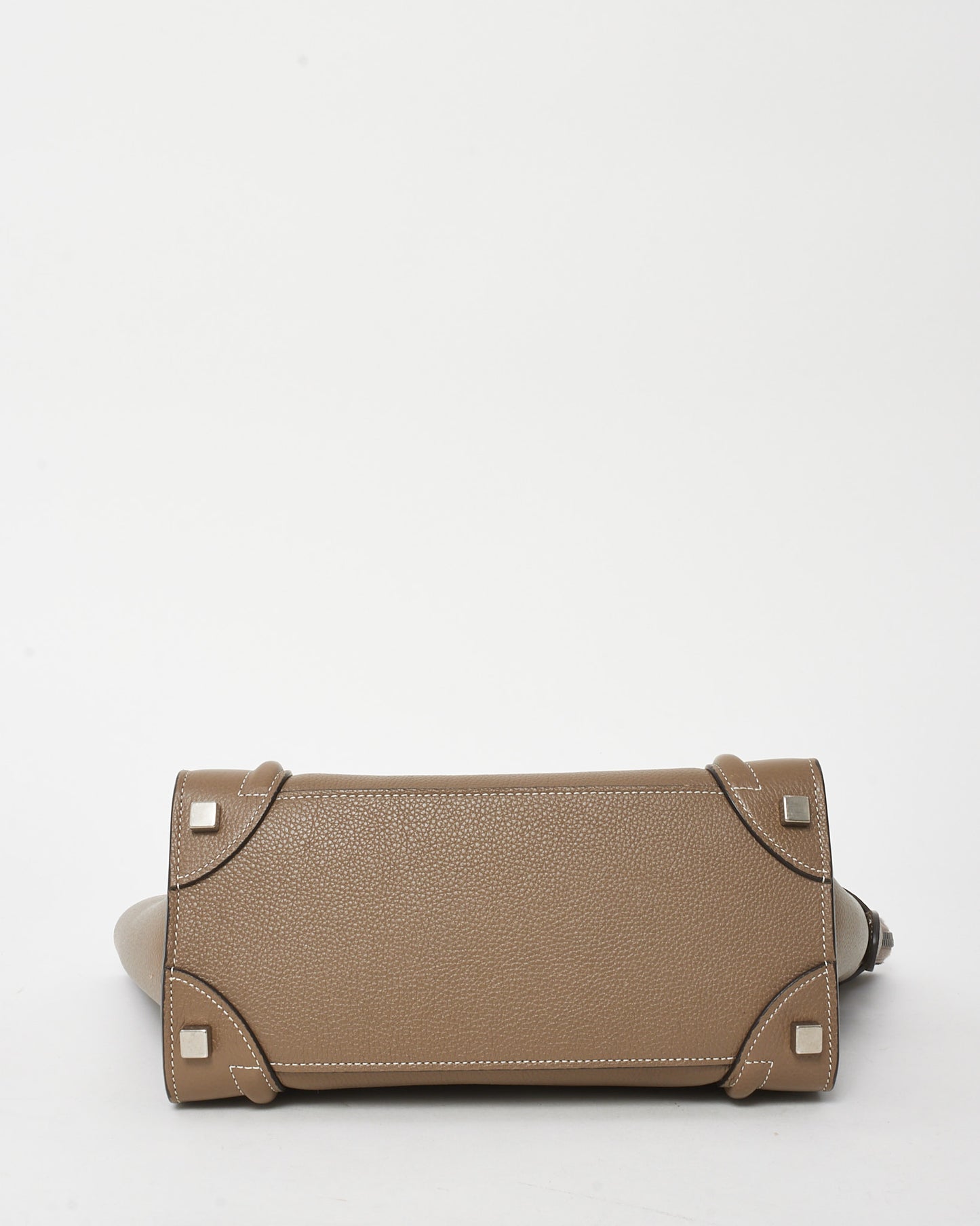 Celine Taupe Grained Leather Mini Luggage Tote Bag