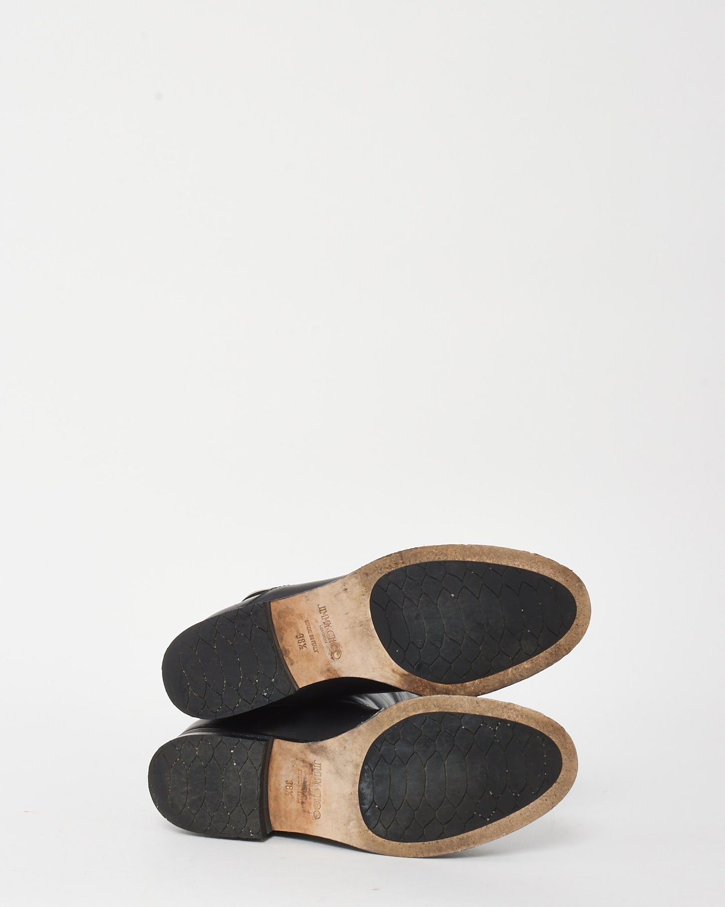 Jimmy Choo Black Leather Knee-High Buckle Hyson Riding Boots - 38.5