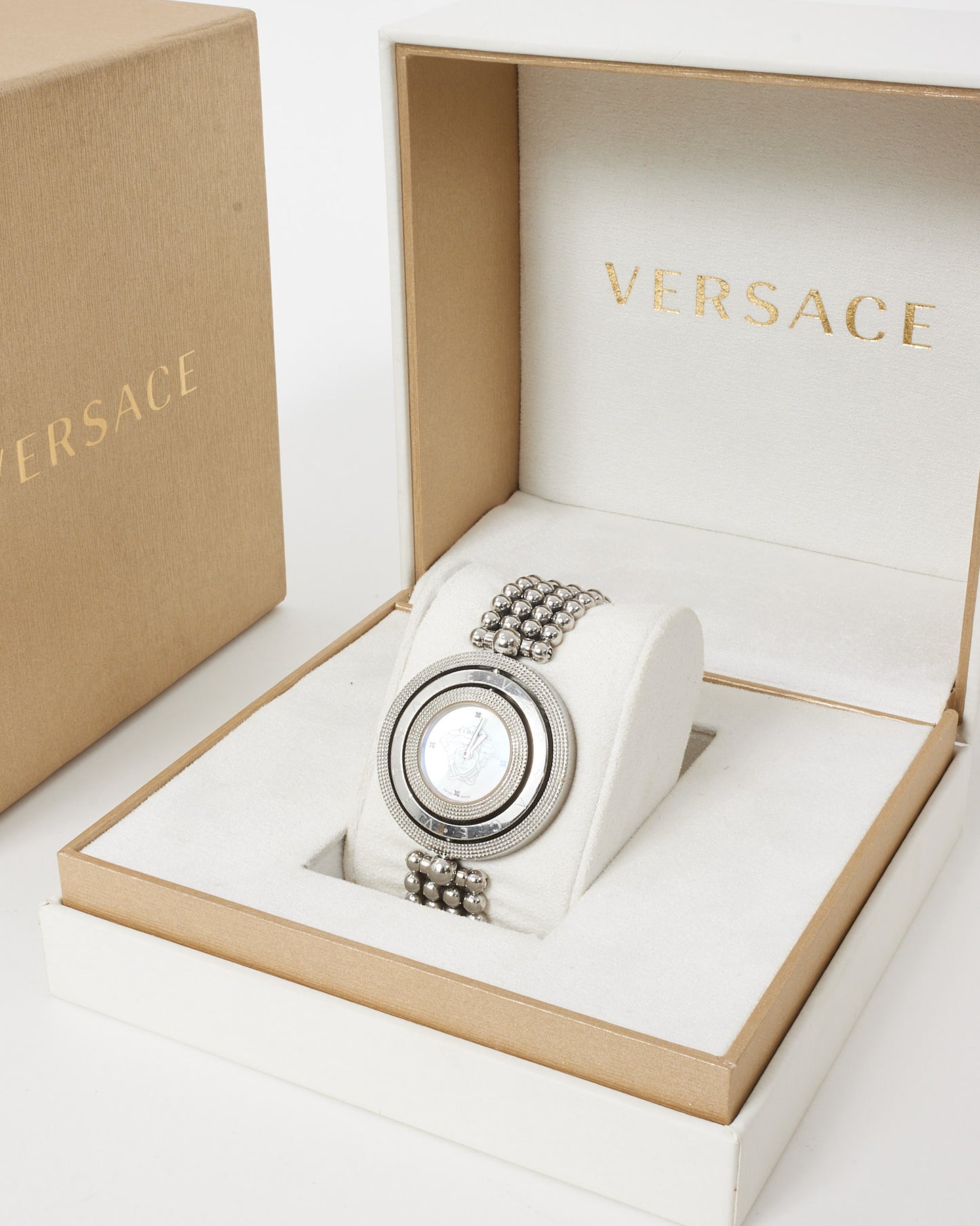 Versace Stainless Steel Sapphire Crystal VQT050015 Eon Rotating Ring Watch