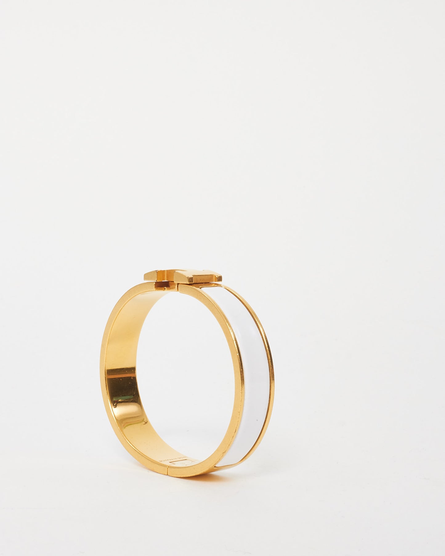 Hermès Gold and White Enamel H Clic Clac Bracelet - PM