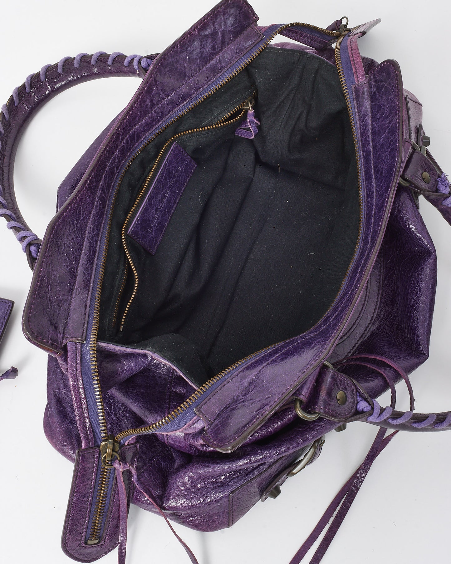 Balenciaga Violet Chevre Leather Classic Hardware Moto Step Bag