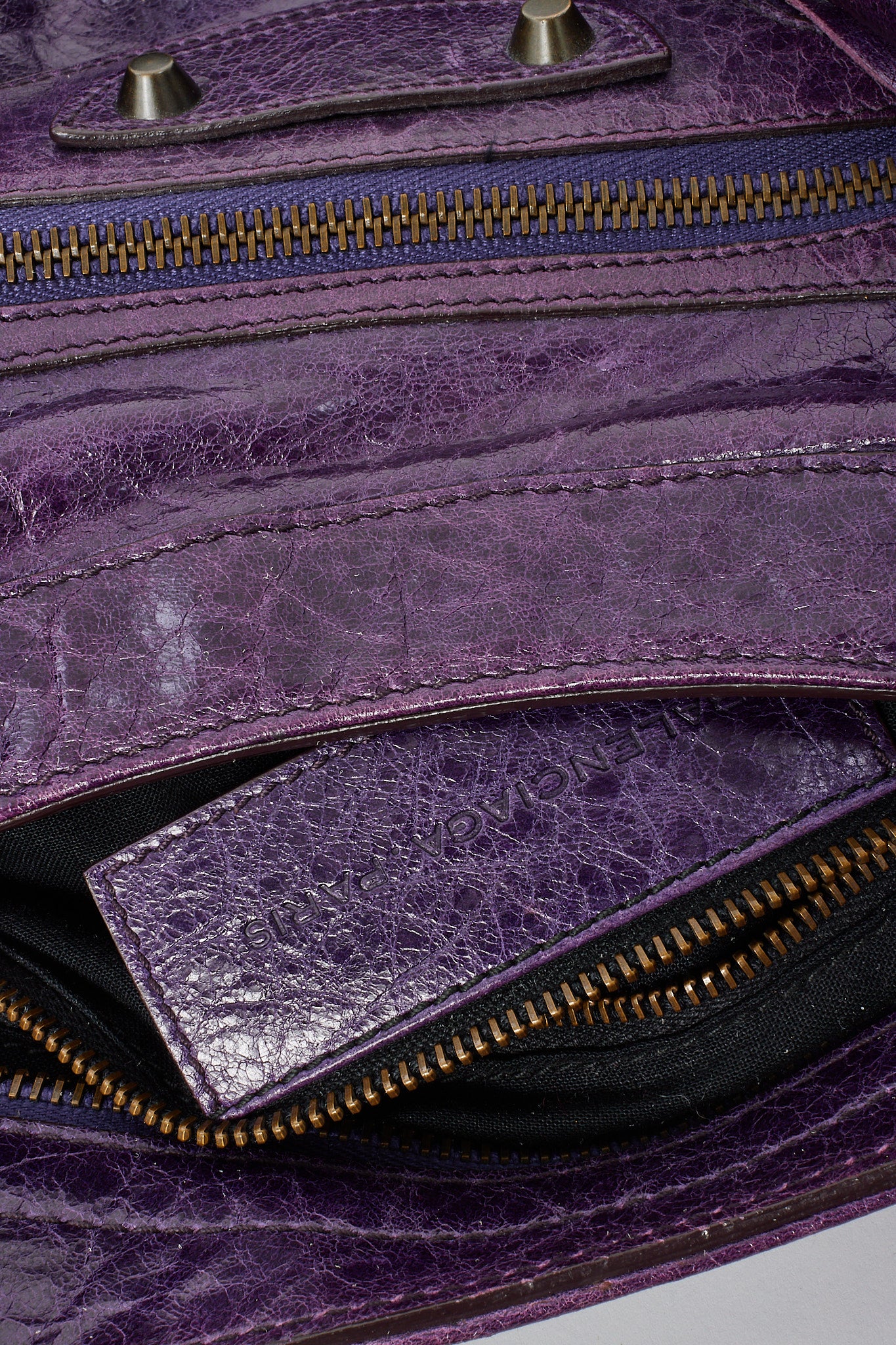 Balenciaga Violet Chevre Leather Classic Hardware Moto Step Bag