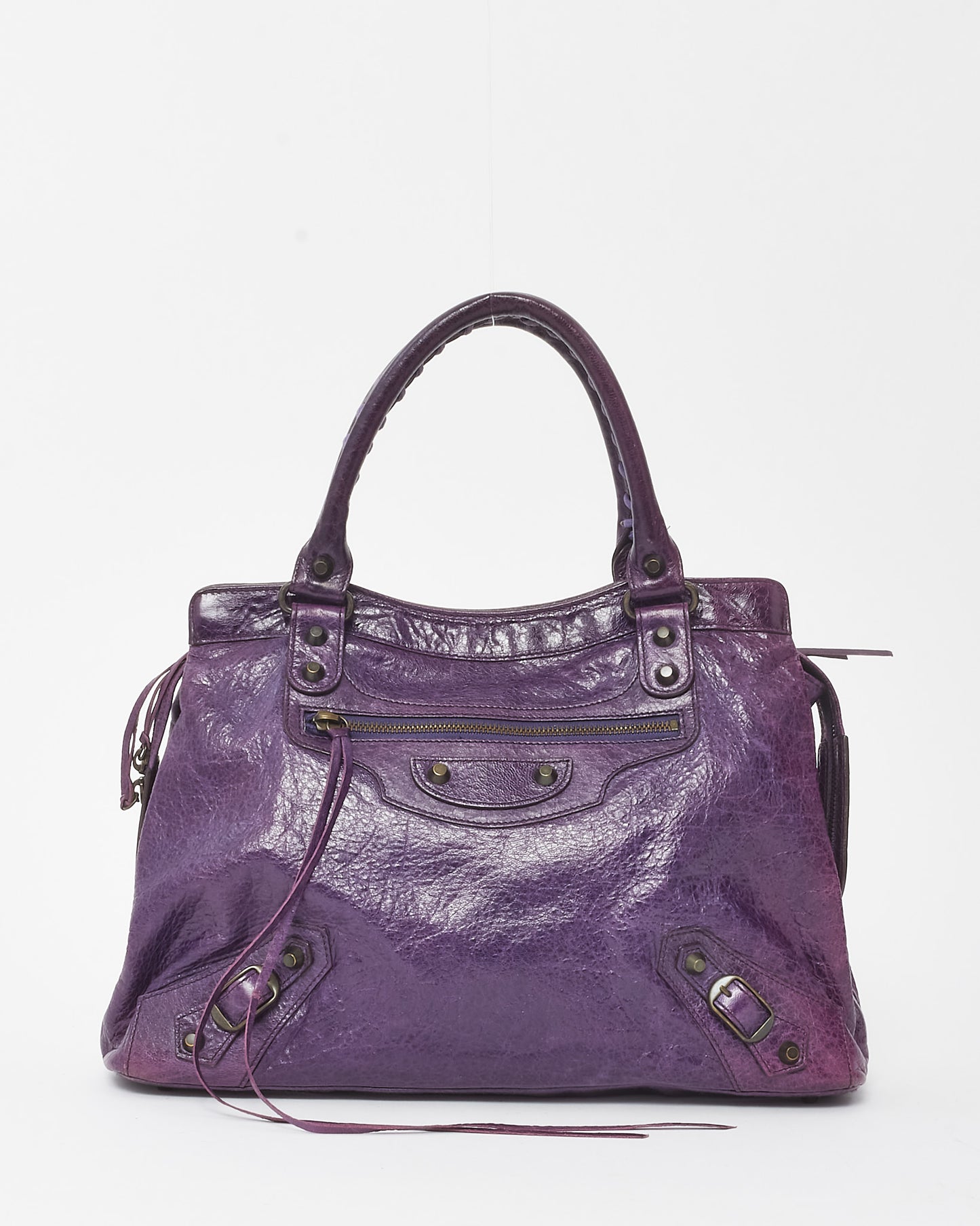 Balenciaga Violet Chevre Leather Classic Hardware Moto Step Bag