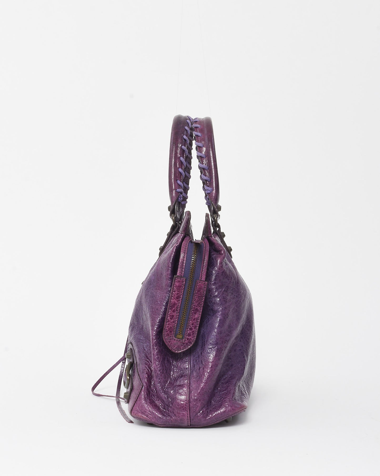 Balenciaga Violet Chevre Leather Classic Hardware Moto Step Bag