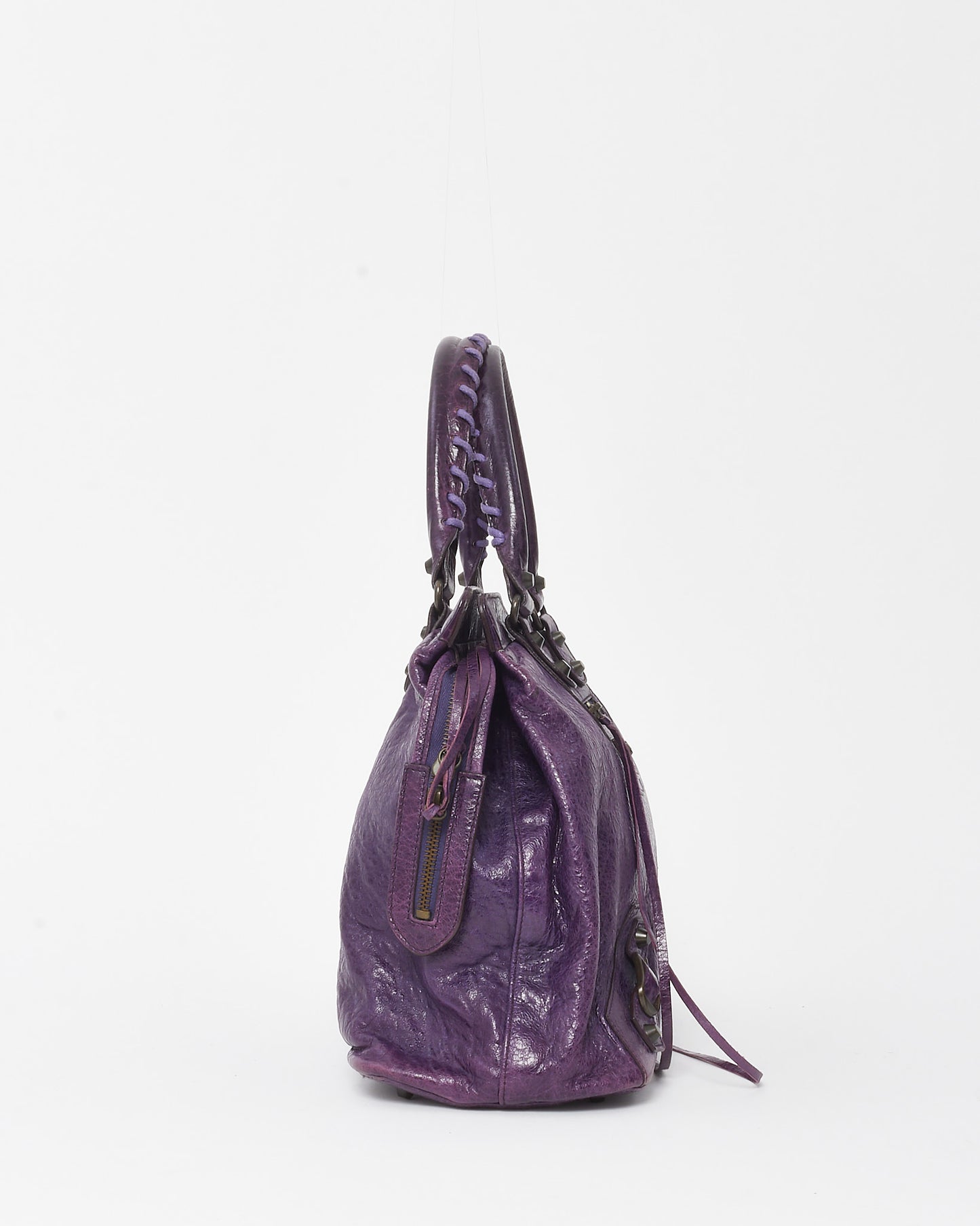 Balenciaga Violet Chevre Leather Classic Hardware Moto Step Bag