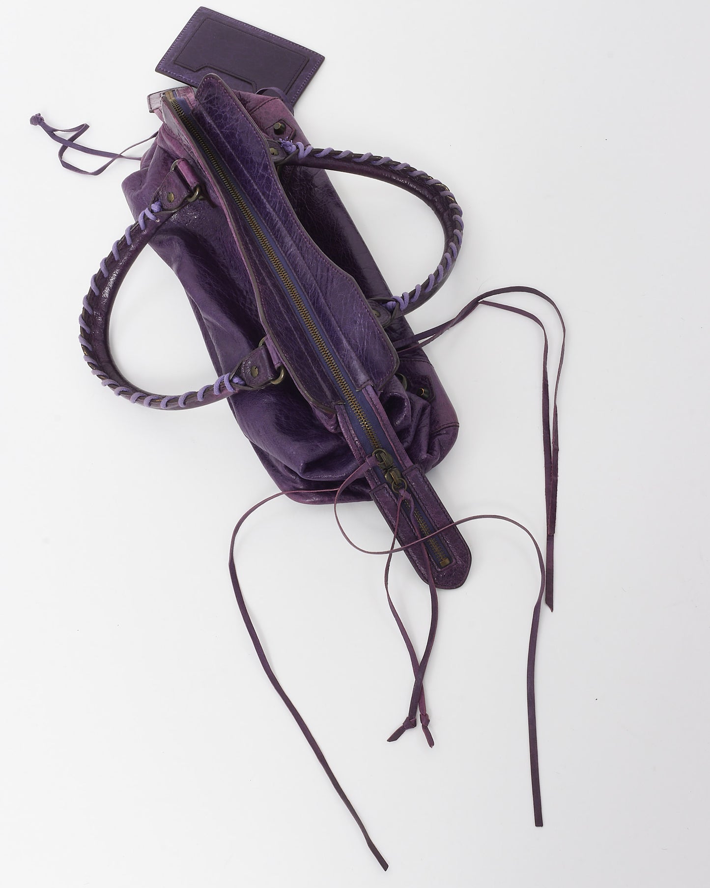 Balenciaga Violet Chevre Leather Classic Hardware Moto Step Bag