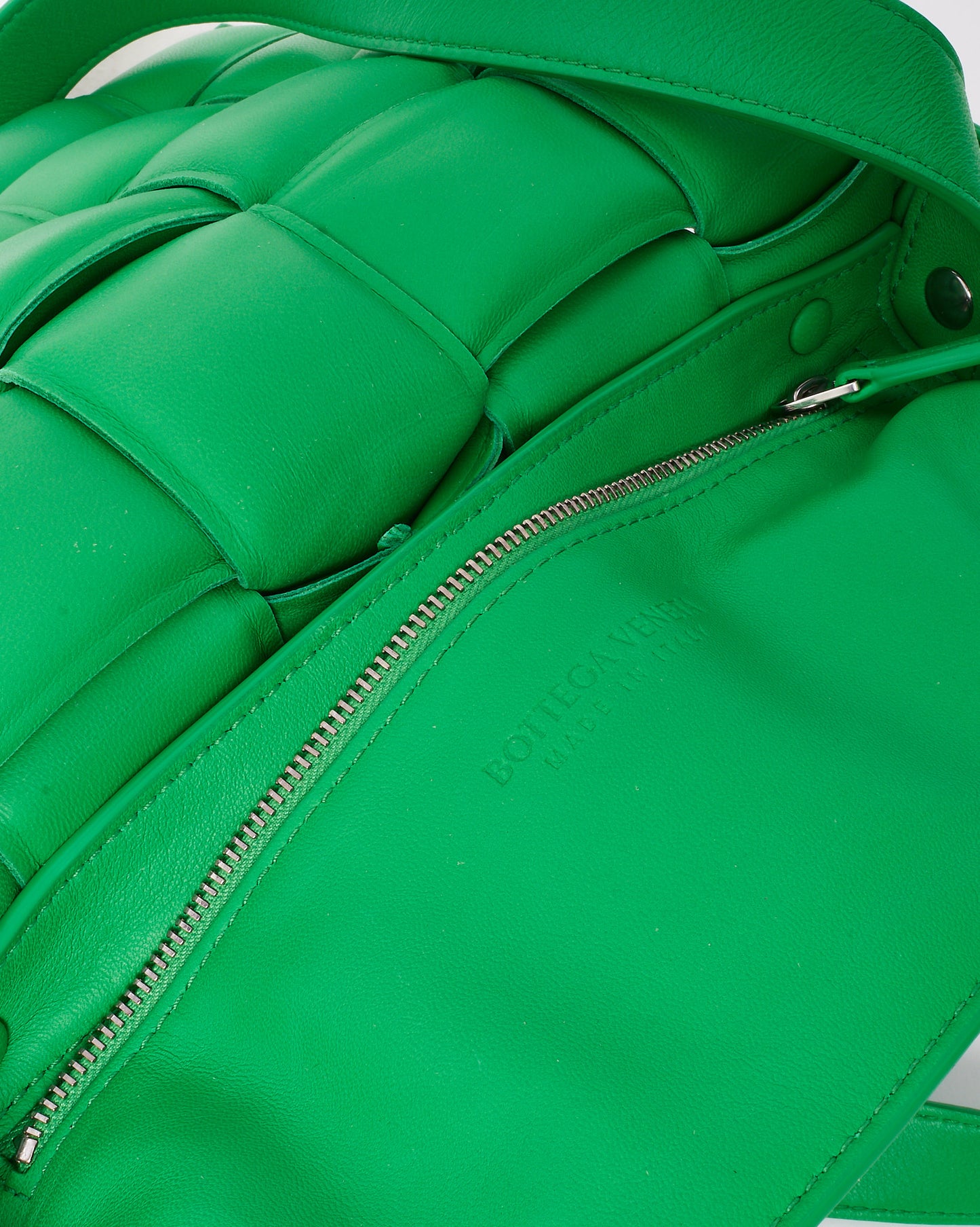 Bottega Veneta Parakeet Green Leather Padded Cassette Crossbody Bag