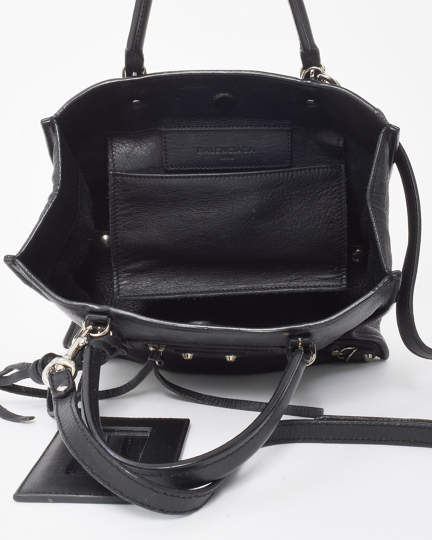 Balenciaga Black Calfskin Papier Mini A4 Zip Around Tote with Strap