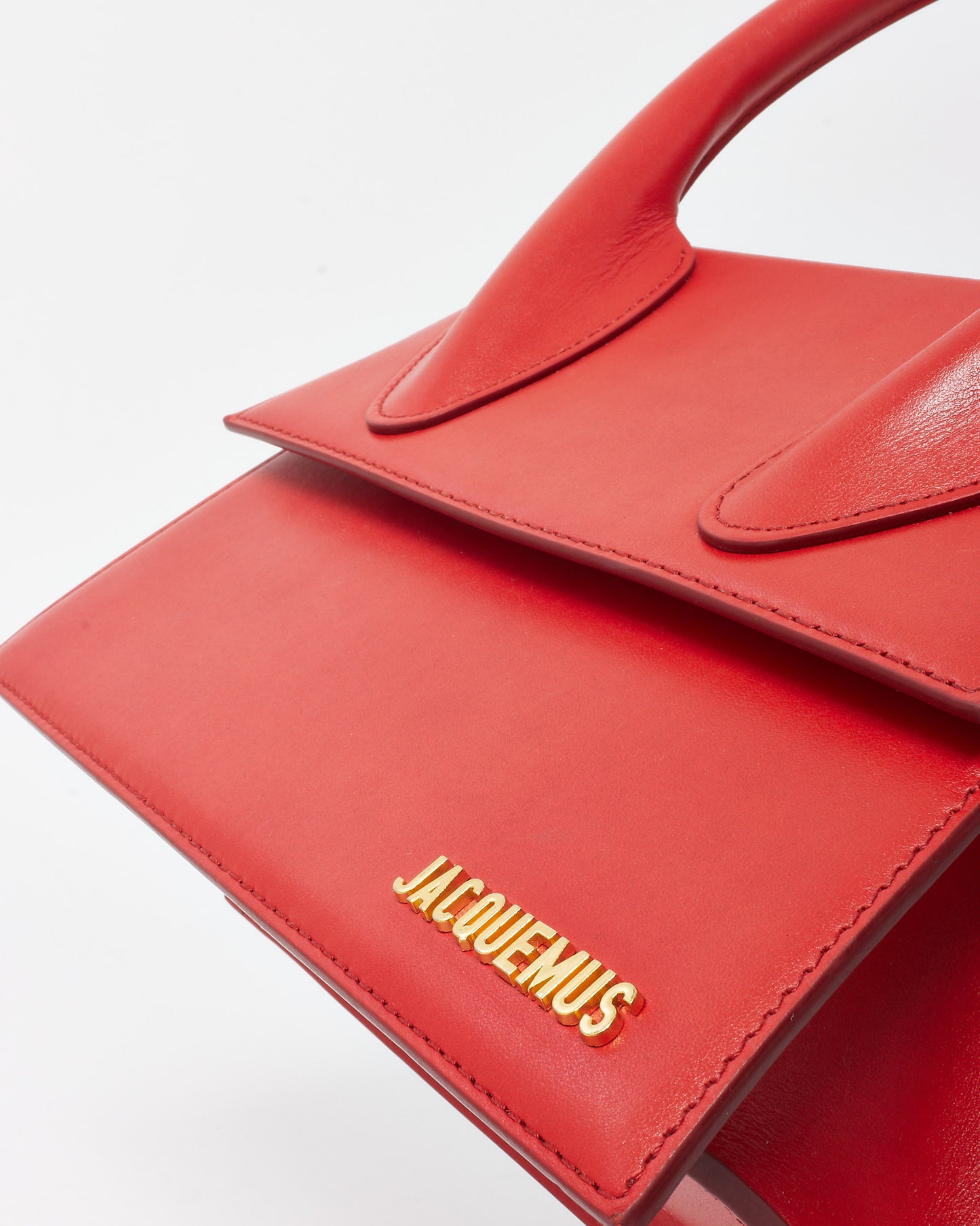 Jacquemus Red Leather "Le Grand Chiquito" Bag w/ Strap
