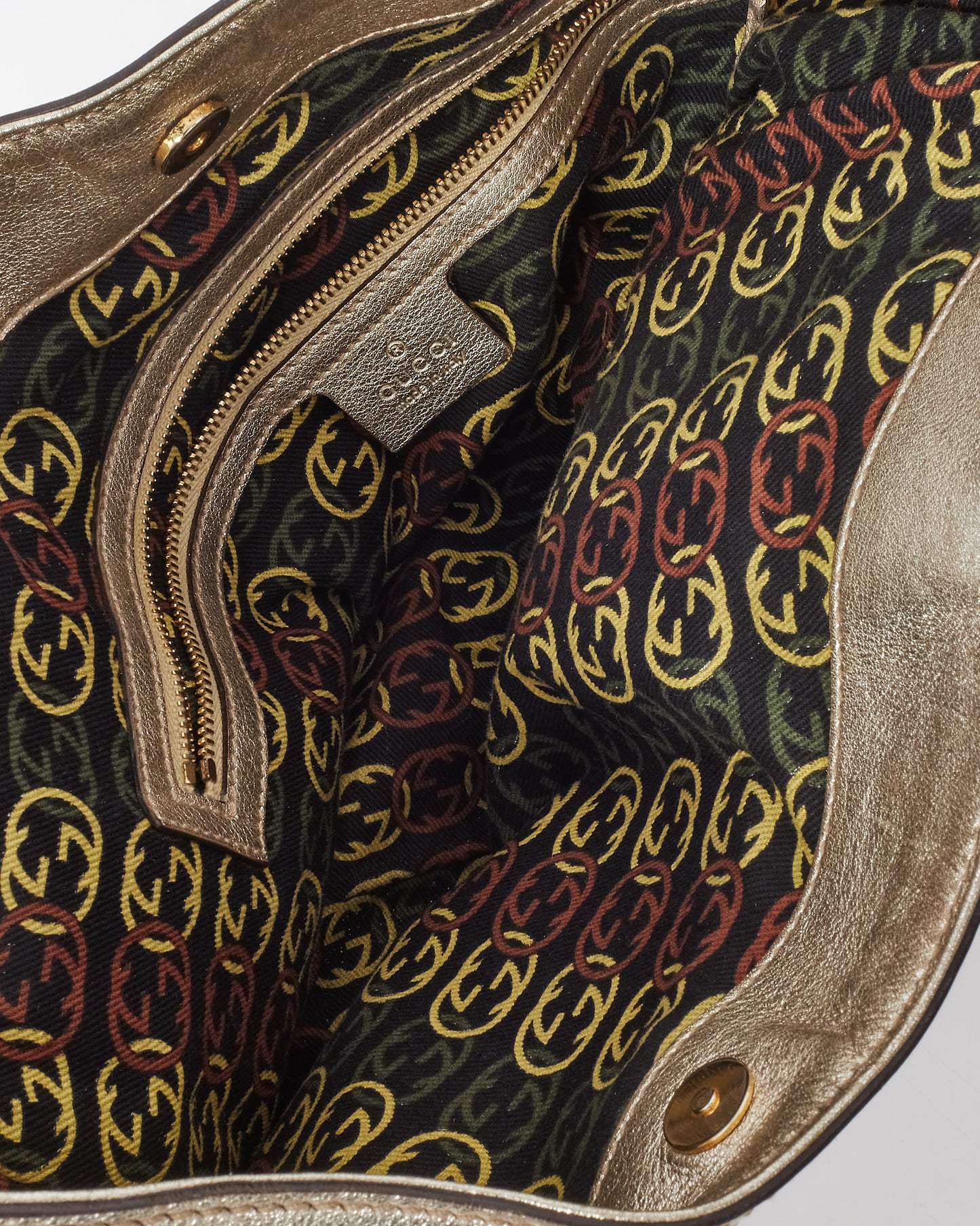 Gucci Metallic Gold Interlocking Medium G Britt Shoulder Bag